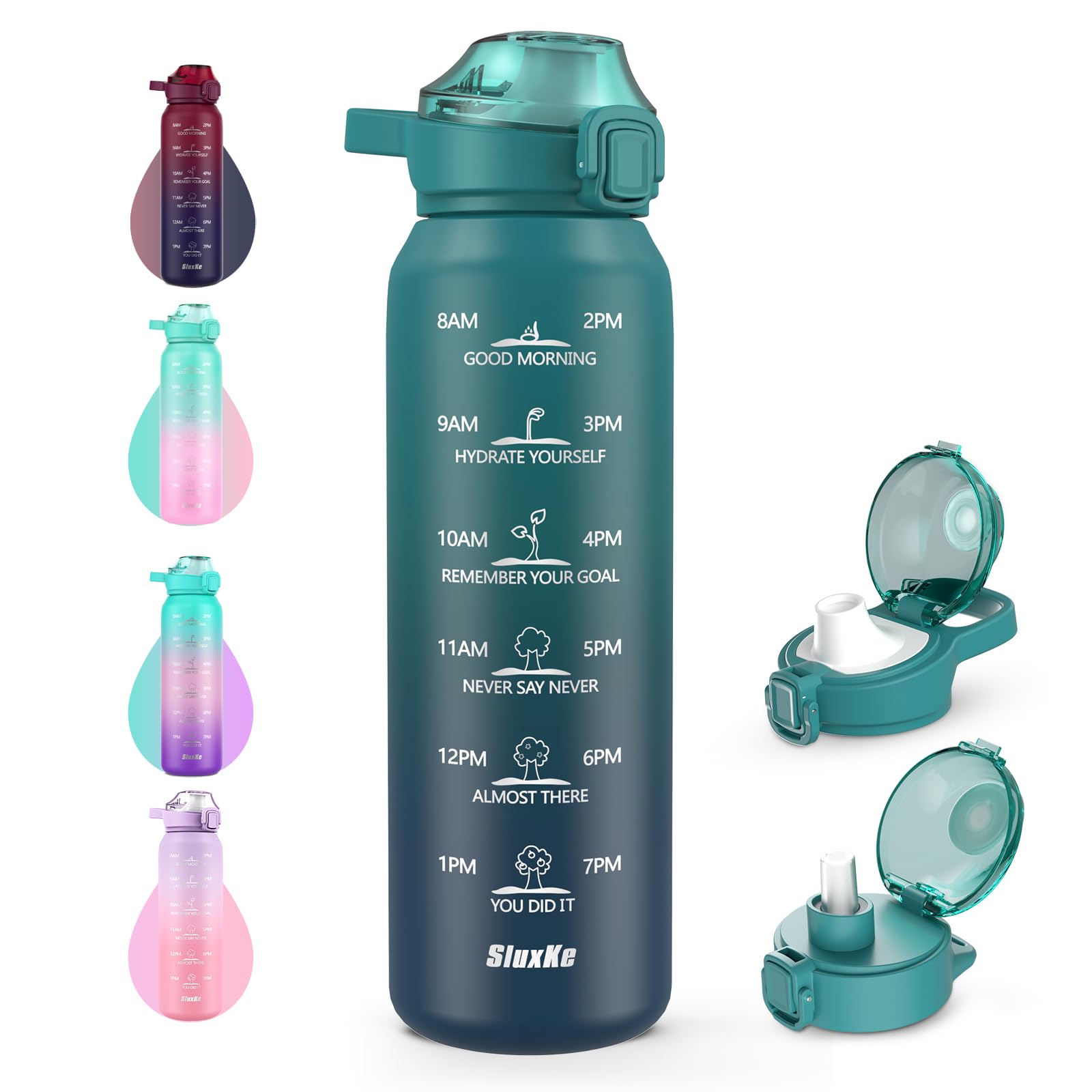 Insulated Water Bottle 32Oz With 2Lids,18/10 Stainless Steel 1000Ml Insulated Water Bottle Double