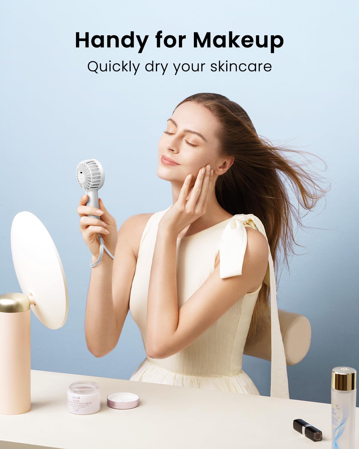 Gaiatop Mini Portable Handheld Fan, 3 Speed Powerful Battery Operated, Small Usb Rechargeable