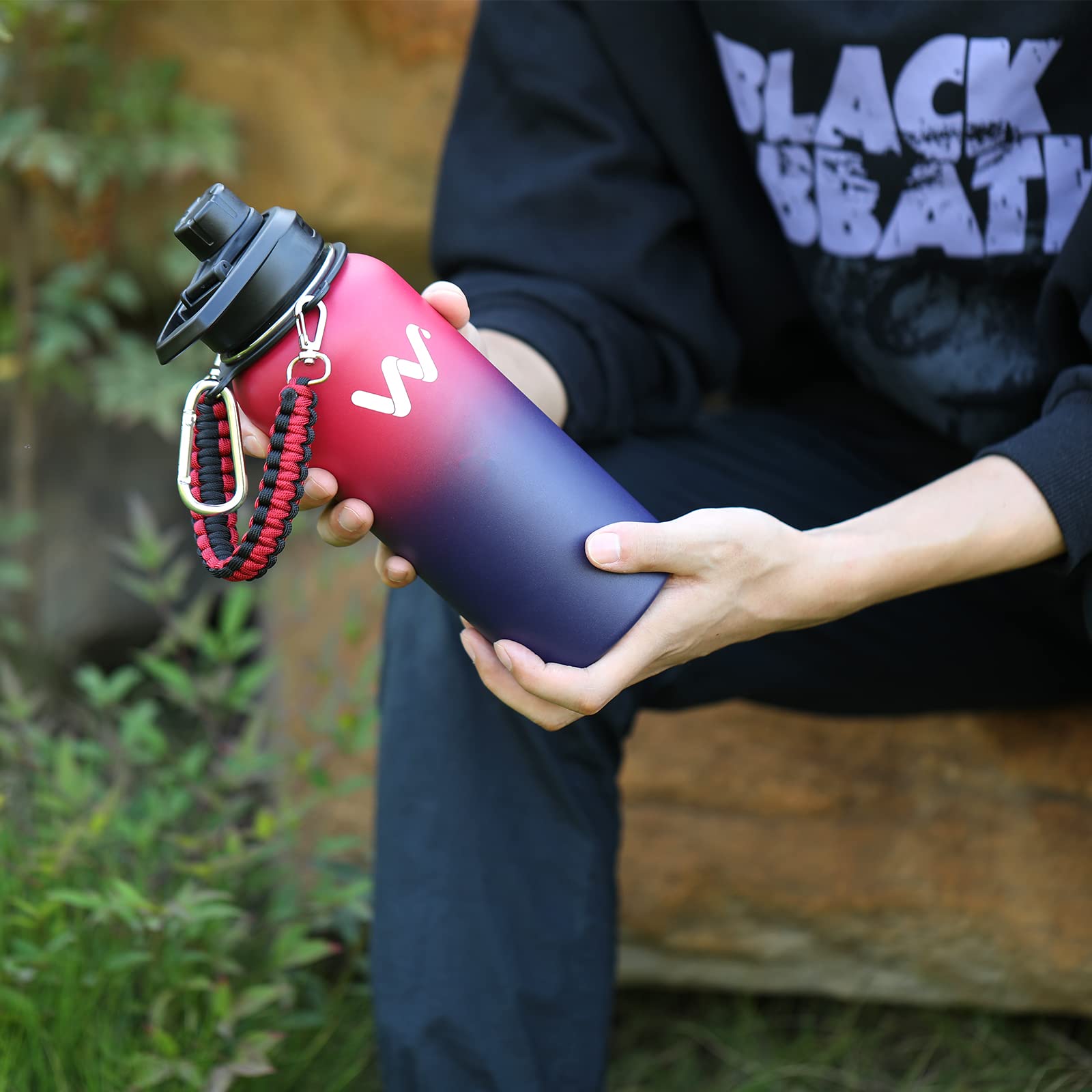 Werewolves Insulated Water Bottle With Paracord Handles & Strap & Straw Lid & Spout Lid,Reusable