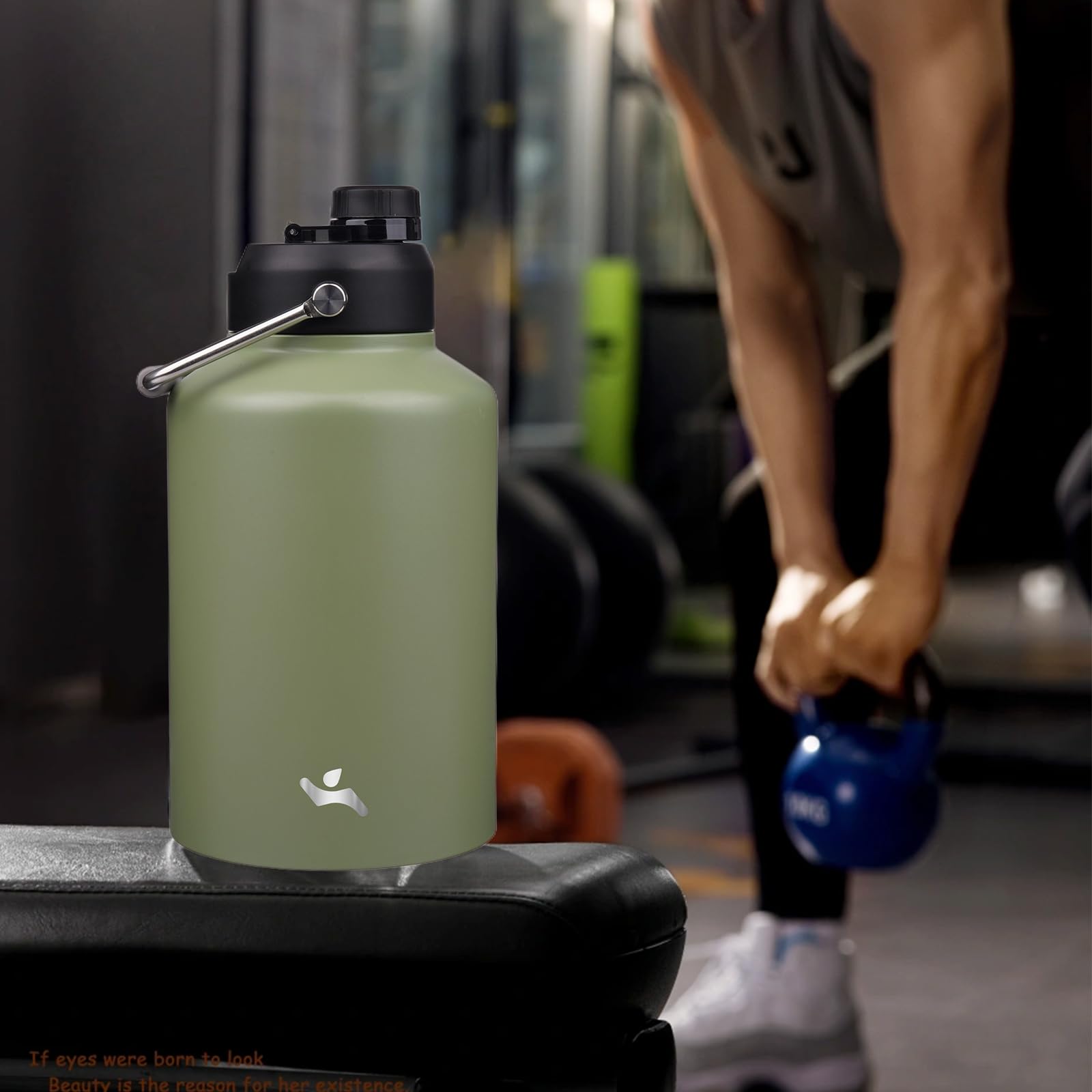 1 Gallon Jug With Handle,128 Oz Insulated Water Bottle With Carrying Pouch, Double Wall Vacuum