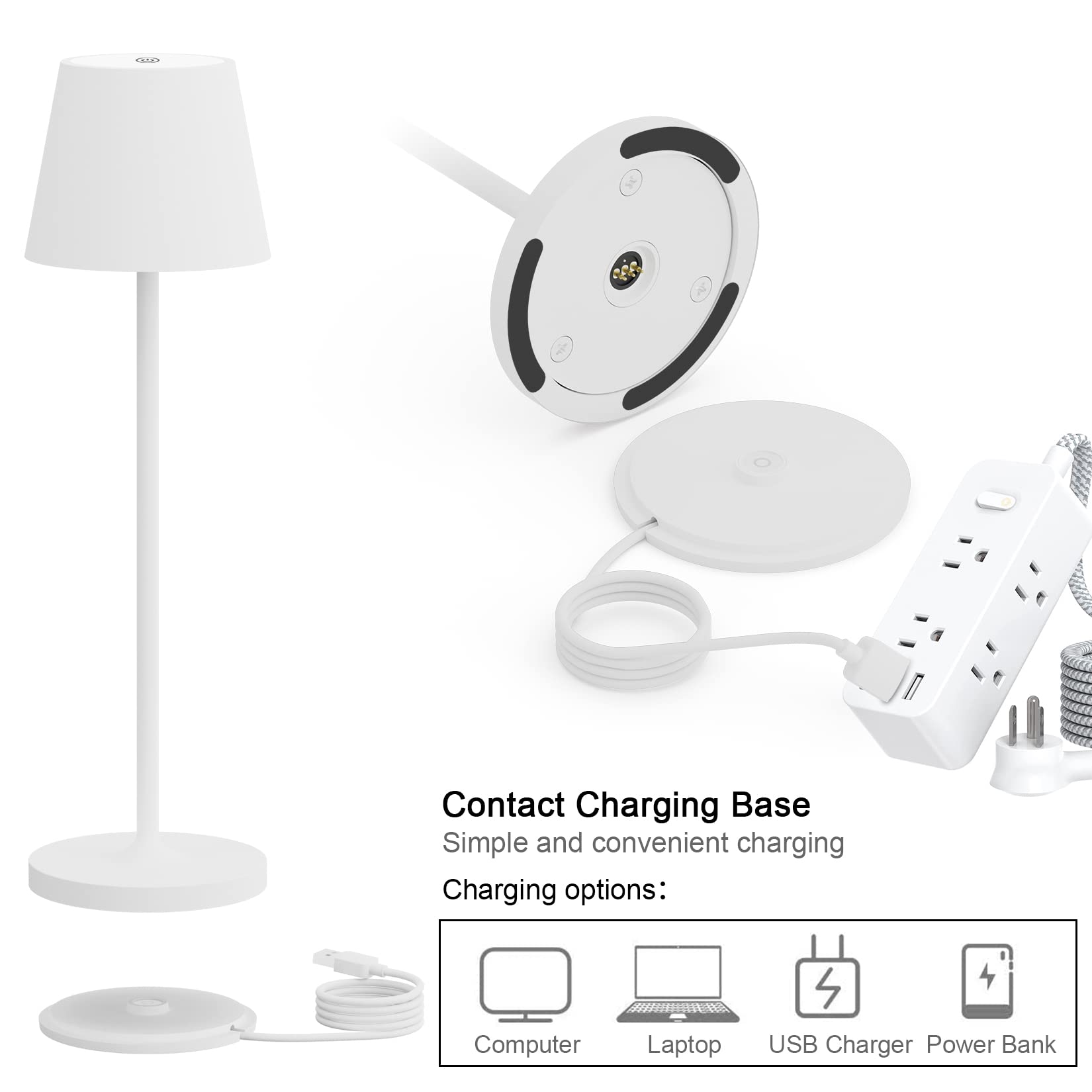 Ralbay Ralaby Ip54 Cordless Table Lamps Portable Rechargeable Battery Operated Lamp, Modern Aluminum Dimmable Indoor/Outdoor Cordless Lamp,Desk Lamp For/Restaurant/Bar/Cafe/Bedroom (2 Pack,White,4800Mah)