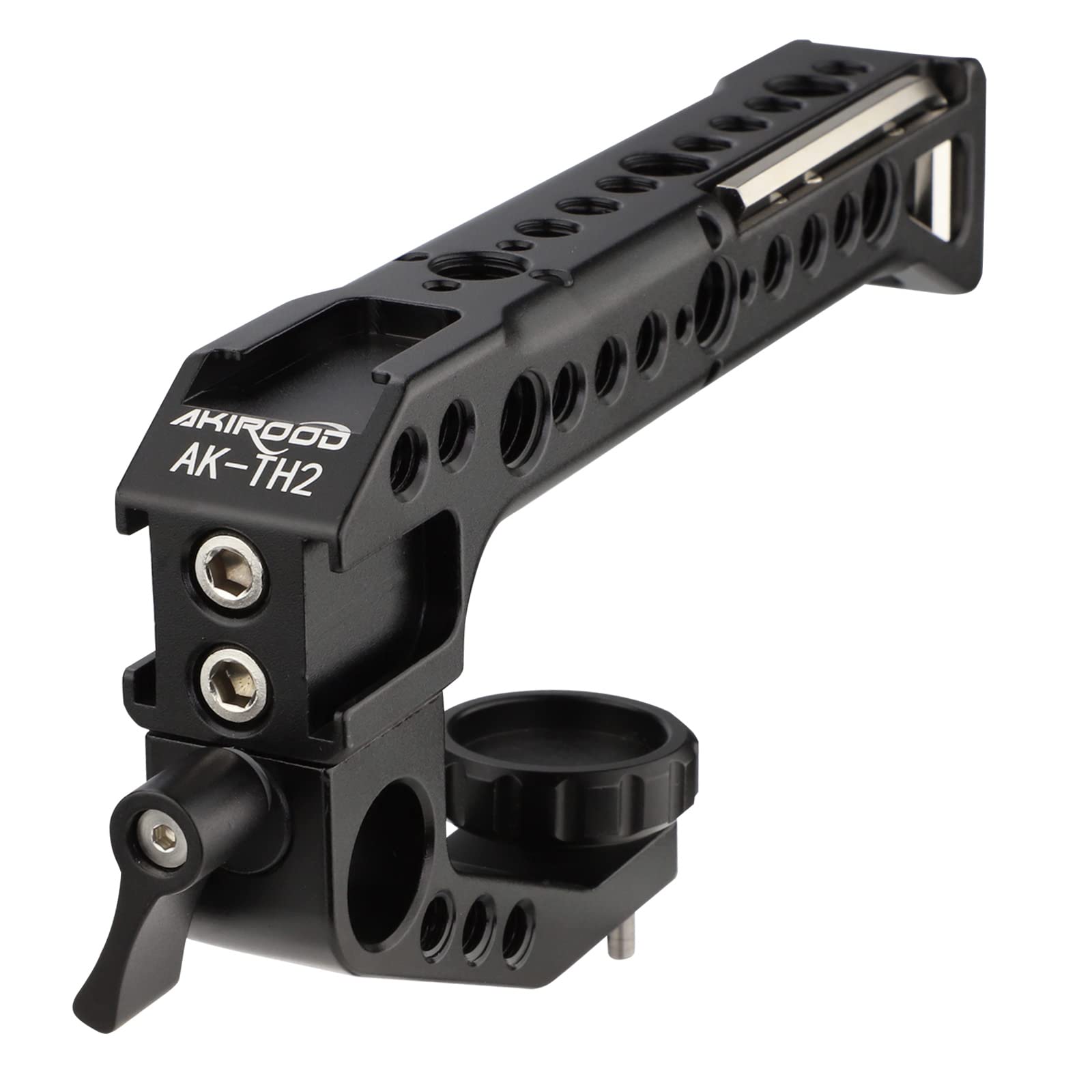 Akirood Universal Top Handle Grip,Video Stabilizing Rig With 3/8” Arri Locating Pins For Microphone, Led Light, Monitor, Easy Low Angle Shots
