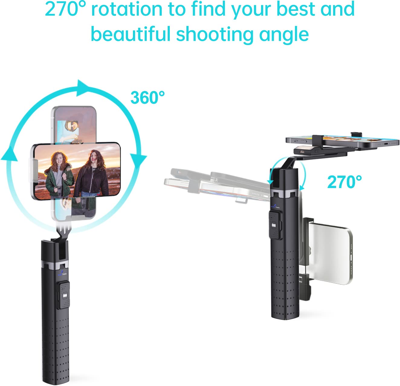 Ambertronix 40” Selfie Stick Tripod Quadrapod, Onboard Light, Wireless Bluetooth Remote, Extendable, Stainless Steel, 3 Light Modes, 9 Brightness Levels, Compatible With All Iphone & Android Devices