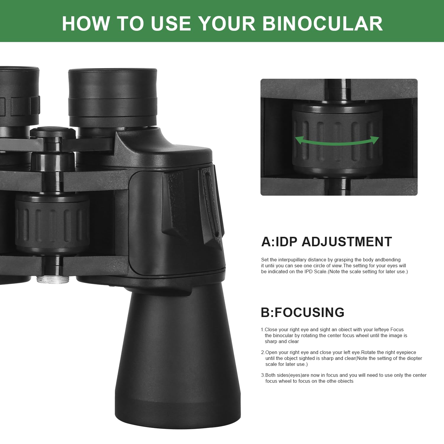 Yvey Essence 20X50 Hd Binoculars For Adults, Night Vision Binoculars Waterproof Binocular With Large View, Easy Focus For Bird Watching, Travel, Adventures
