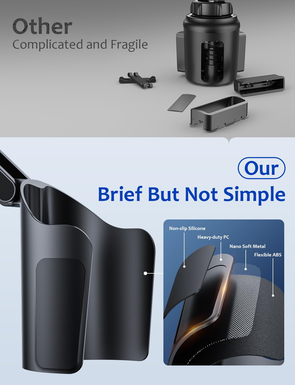 Tryone 2-In-1  Version Cup Phone Holder For Car: Car Cell Phones Cup Stand Expander With Height Adjustable Arm Fit For Truck  Suv  Automobile Compatible With Iphone & Samsung & Android Smartphones