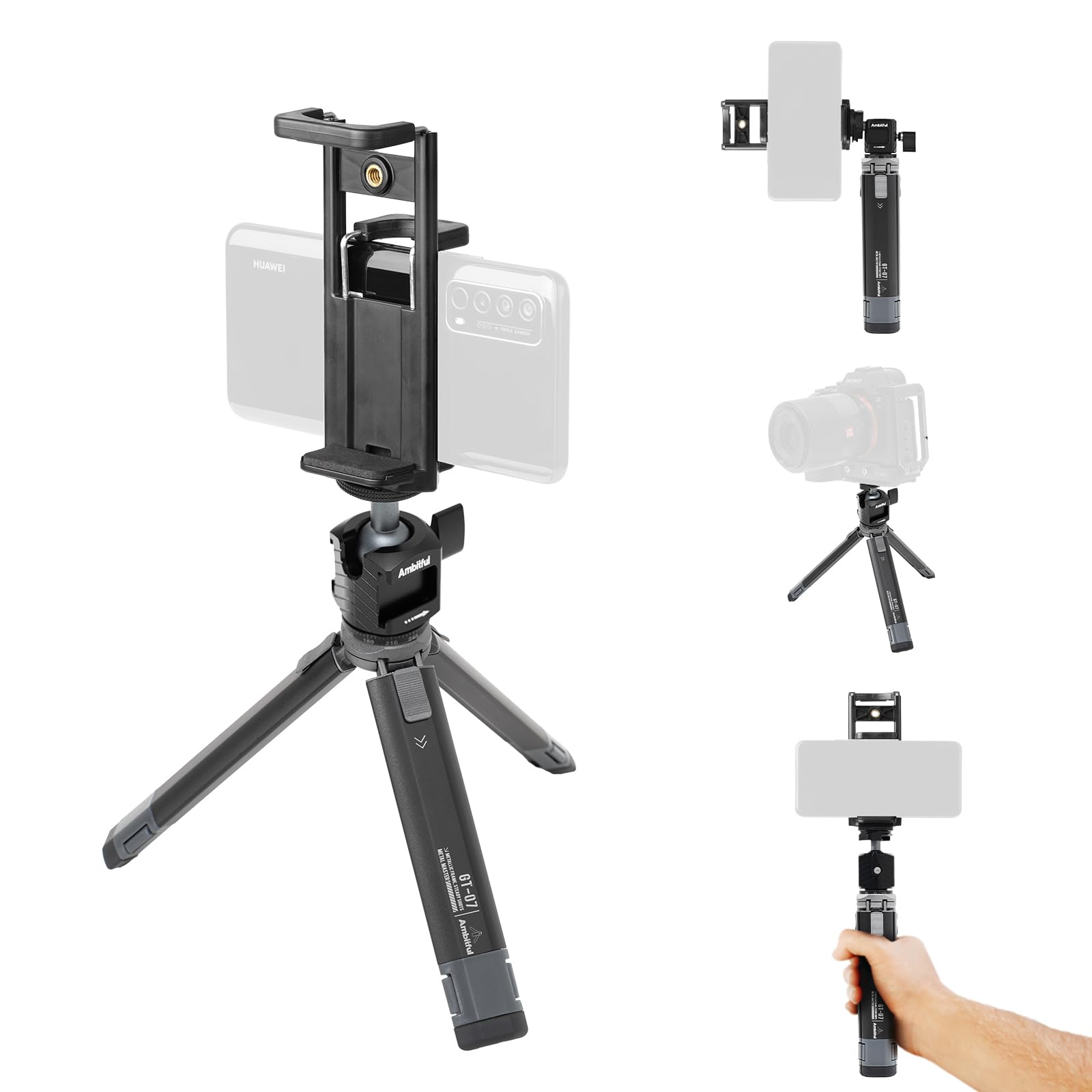 Ambitful Gt-07 Mini Tripod Stand Holder,Travel Tripod,With 360° Ball Head,Cold Shoe Mount,1/4 Inch Screw For Dslr Camera Video/Camcorder/Camera Mobile Phone Action Cam,Max. Load 6.6Lb