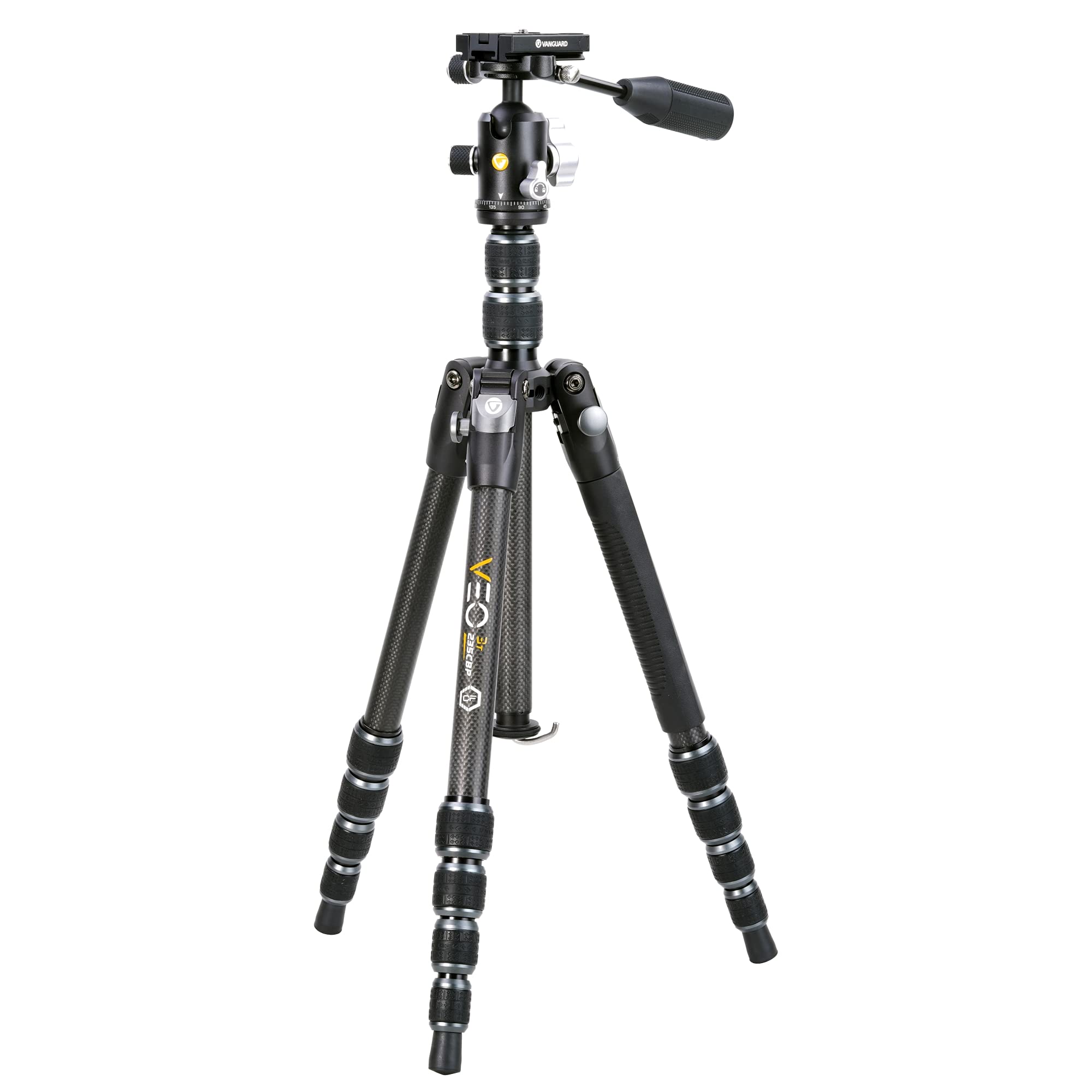 Vanguard Veo3T235Cbp Carbon Fiber Travel Tripod With Ball Head, Removeable Pan Handle, And Quick Shoe With Built-In Smartphone Holder