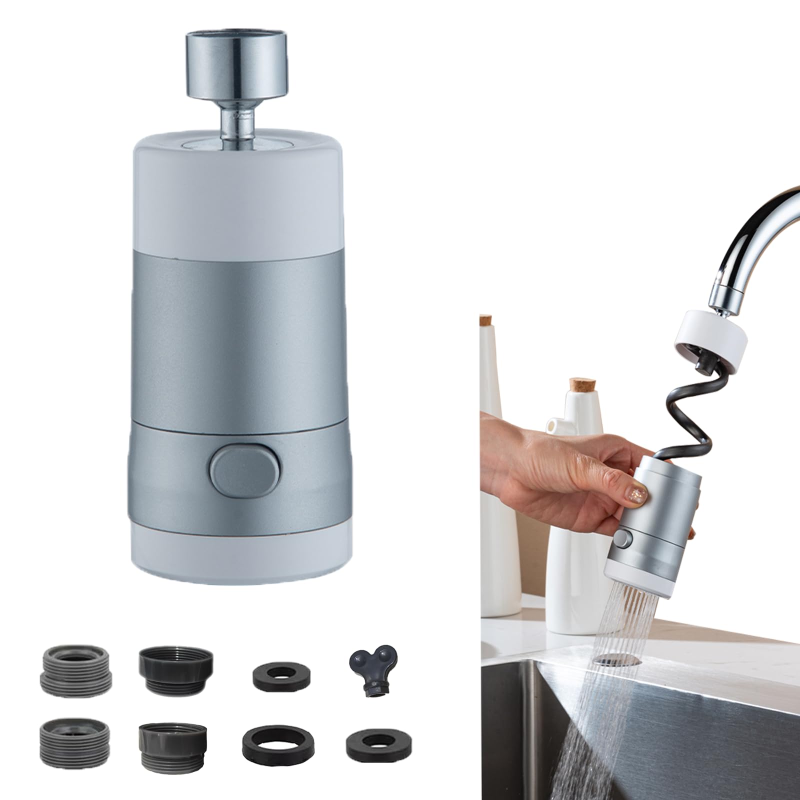 Lagwiuy Kitchen Faucet Sprayer Attachment, Kitchen Faucet Head Replacement, Anti-Splashing Faucet Head For Kitchen Sink, Pull Down Kitchen Faucet Head Replacement With Stretchable Hose,White