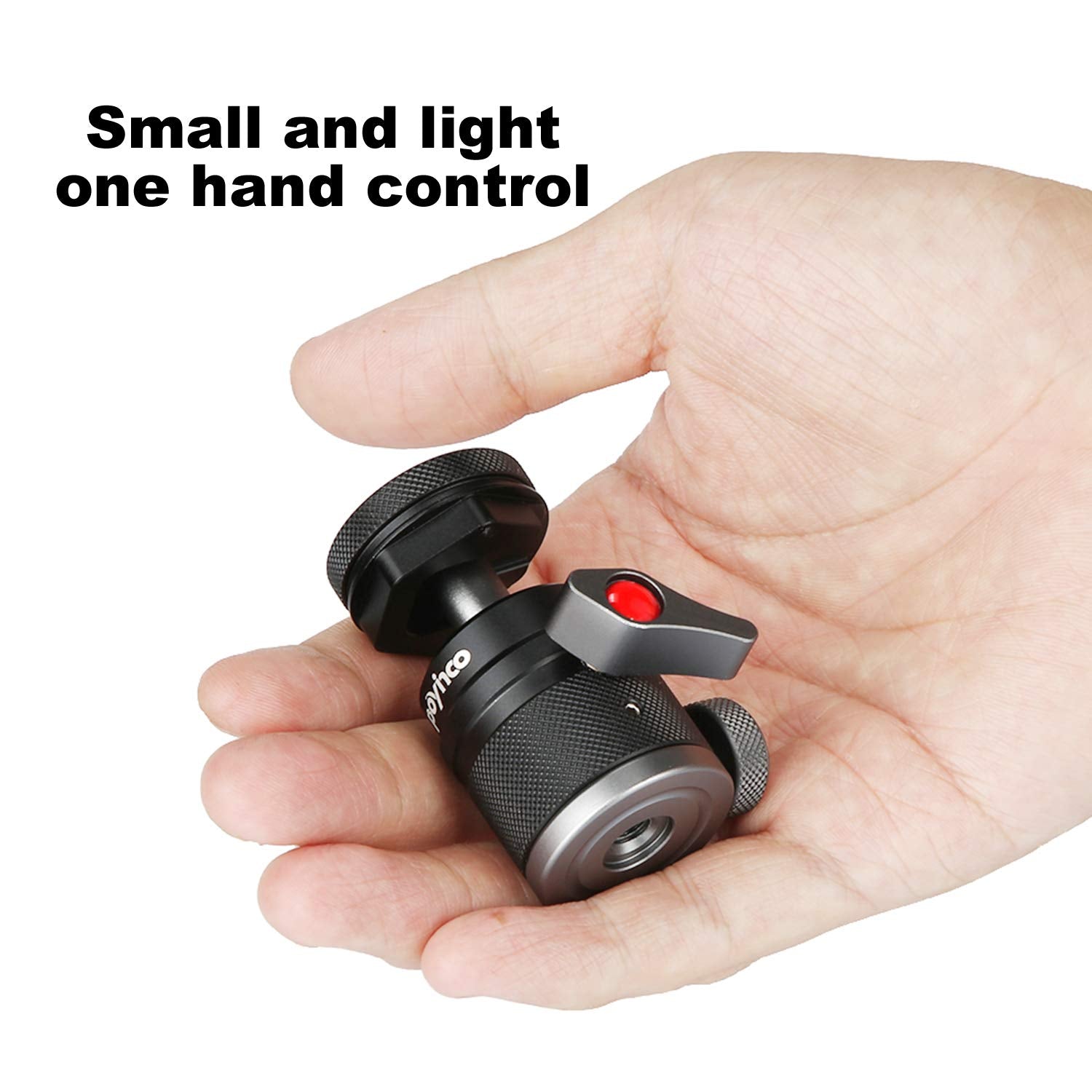 Poyinco Mini Ball Head With 1/4" Hotshoe Mount Adapter 360 Degree Rotatable Aluminum Tripod Head For Dslr Cameras Htc Vive Tripods Monopods Camcorder Light Stand