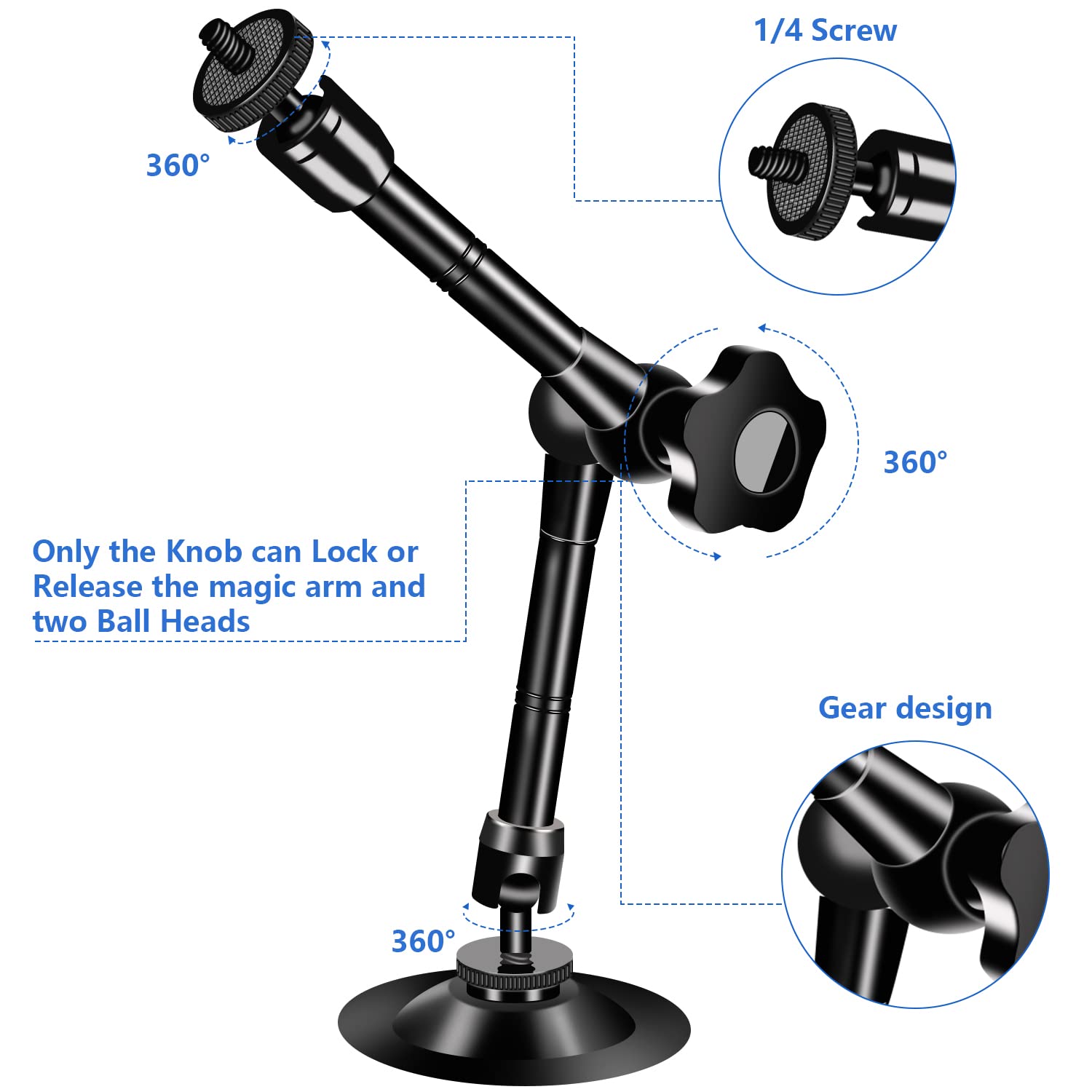 Uyodm 2 Pack Articulating Magic Arm Wall Mount Holder Stand Compatible With Cctv Pov Camcorders Cameras, Led Light, Video Lamp,Dslr,Flash,Digital Camera,Security Cameras