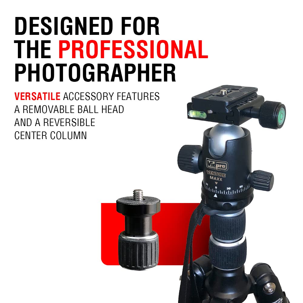 Vidpro Venturemaxx At-77 Professional 77-Inch Aluminum Travel Tripod And Monopod In One With Ball Head - Compact And Lightweight Complete Tripod Unit With Quick-Release Plate Comes With Carrying Case