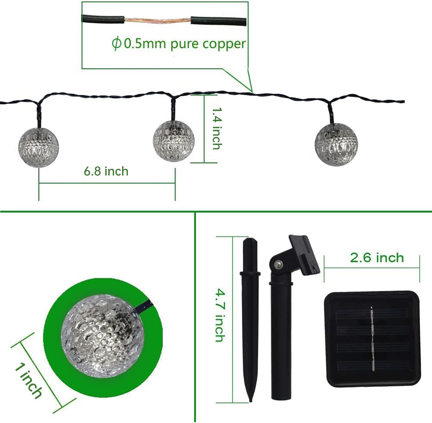 Dephen 15Ft Outdoor String Lights 20Led Solar Christmas Lights Outdoor Waterproof Multicolor Moroccan String Lights For Patio Garden Party Festival Xmas Tree