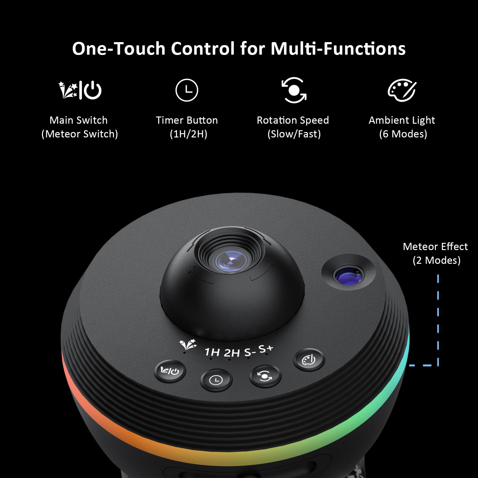 Ainael Galaxy Projector, Star Projector Planetarium Night Light Lamp Ceiling Space Starry Sky Projector With Light Strip Meteor And Galaxy Projector For Kids Bedroom Birthday Christmas  (Black)