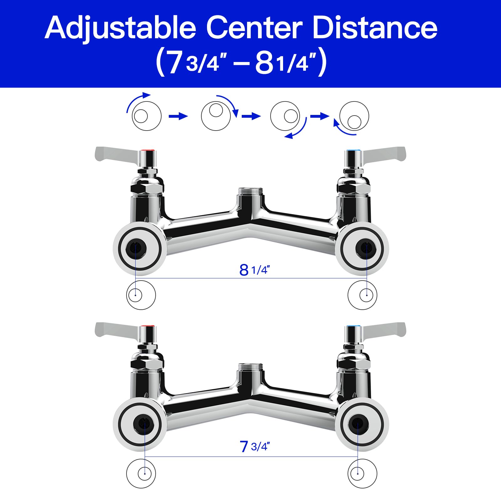 Gosifaca Commercial Kitchen Faucet 36” Height 12" Spout-Triangular Heavy Duty Body Wall Mount Faucet With Pre Rinse Sprayer Design For Commercial Kitchen Compartment Sink