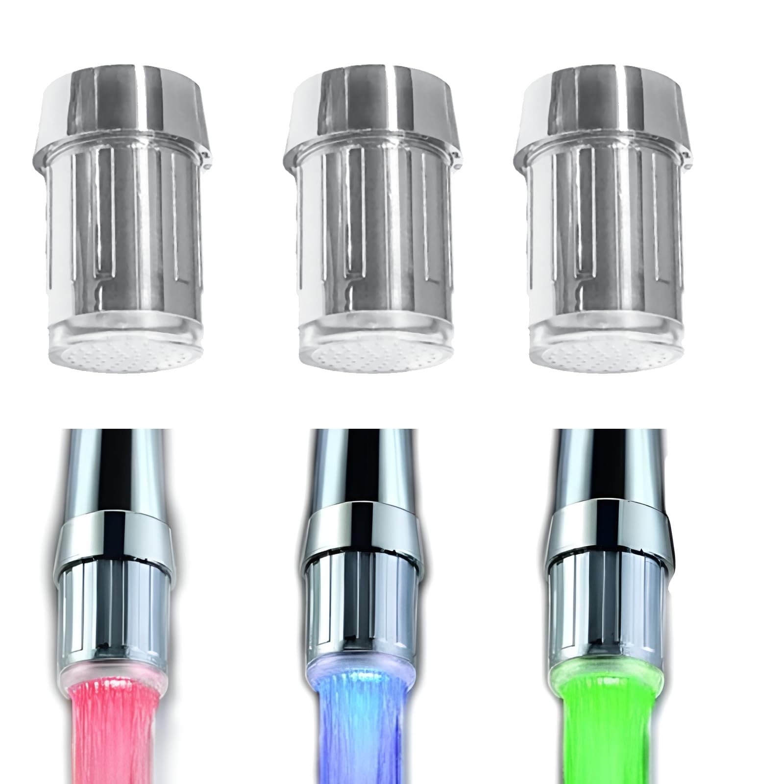 Alovexiong 3 Pack 3-Color Led Water Faucet Temperature Sensor - Fancy Gradient Thermal Detector Color Changing Faucet By Varied Water Temperature, Utility Sink Tap Replacement Part For Kitchen, Bathroom