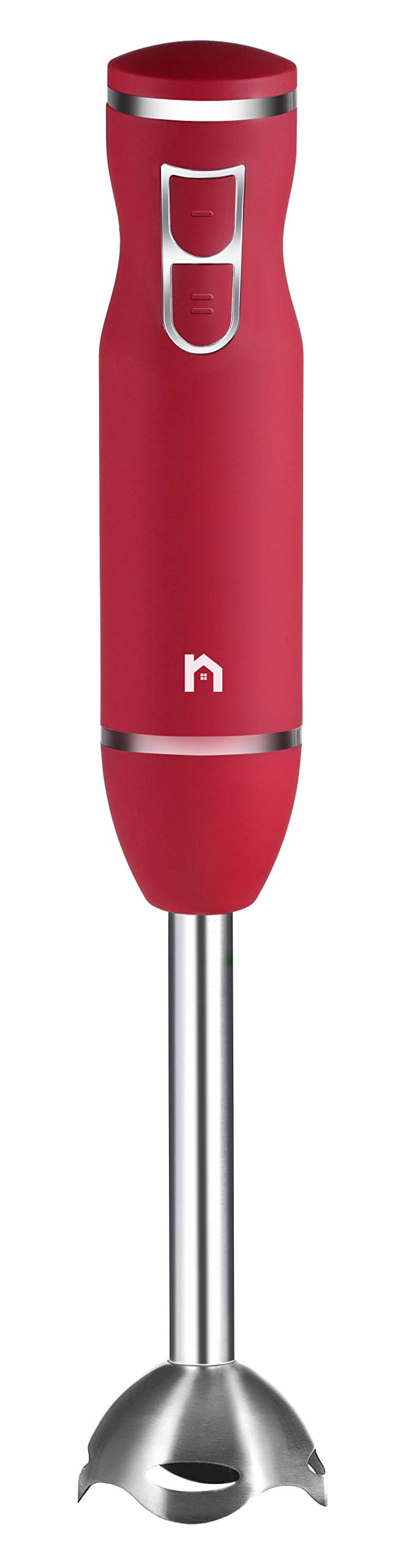 Immersion Hand Blender 2 Speed Stick Mixer With Stainless Steel Shaft & Blade 300 Watts Easily Food, Mixes Sauces, Purees Soups, Smoothies, And Dips, Red