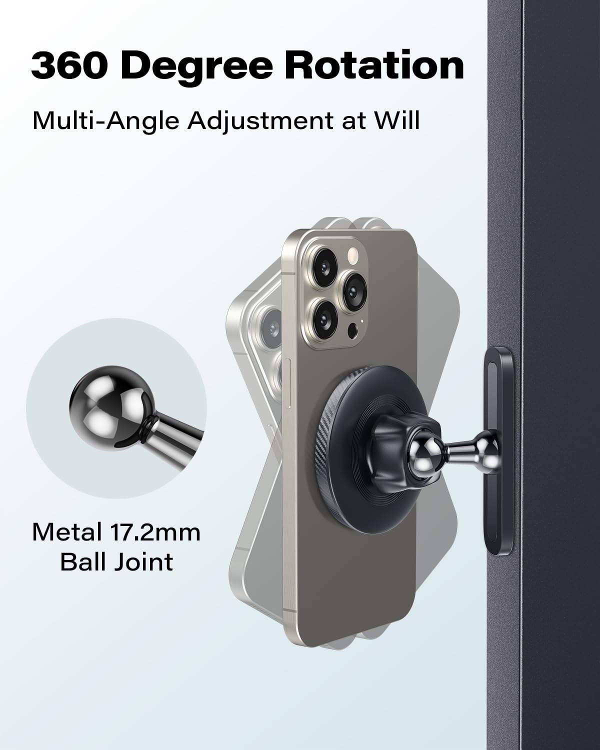 Apps2Car Magnetic Phone Holder For Gym, Alloy Base & Ball Joint, Attach To Metal Surfaces, Dual Magnetic Phone Mount For Magsafe Iphone 12-16 Series