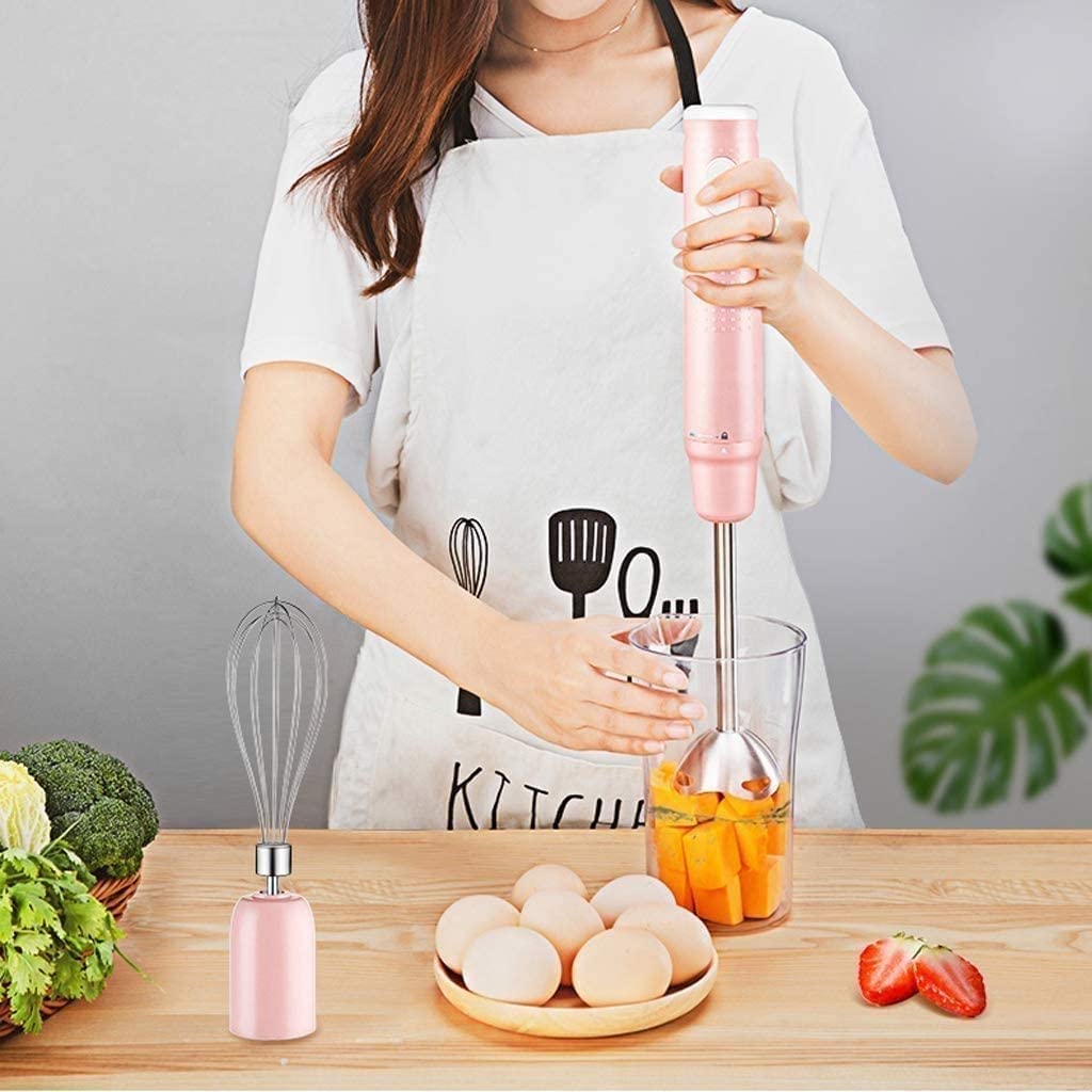 Kaabeto 120-Watt/Immersion Hand Blender, Set Includes Bpa- Food Chopper/Egg Beater/Beaker, Ergonomic Grip, Detachable (Pink)