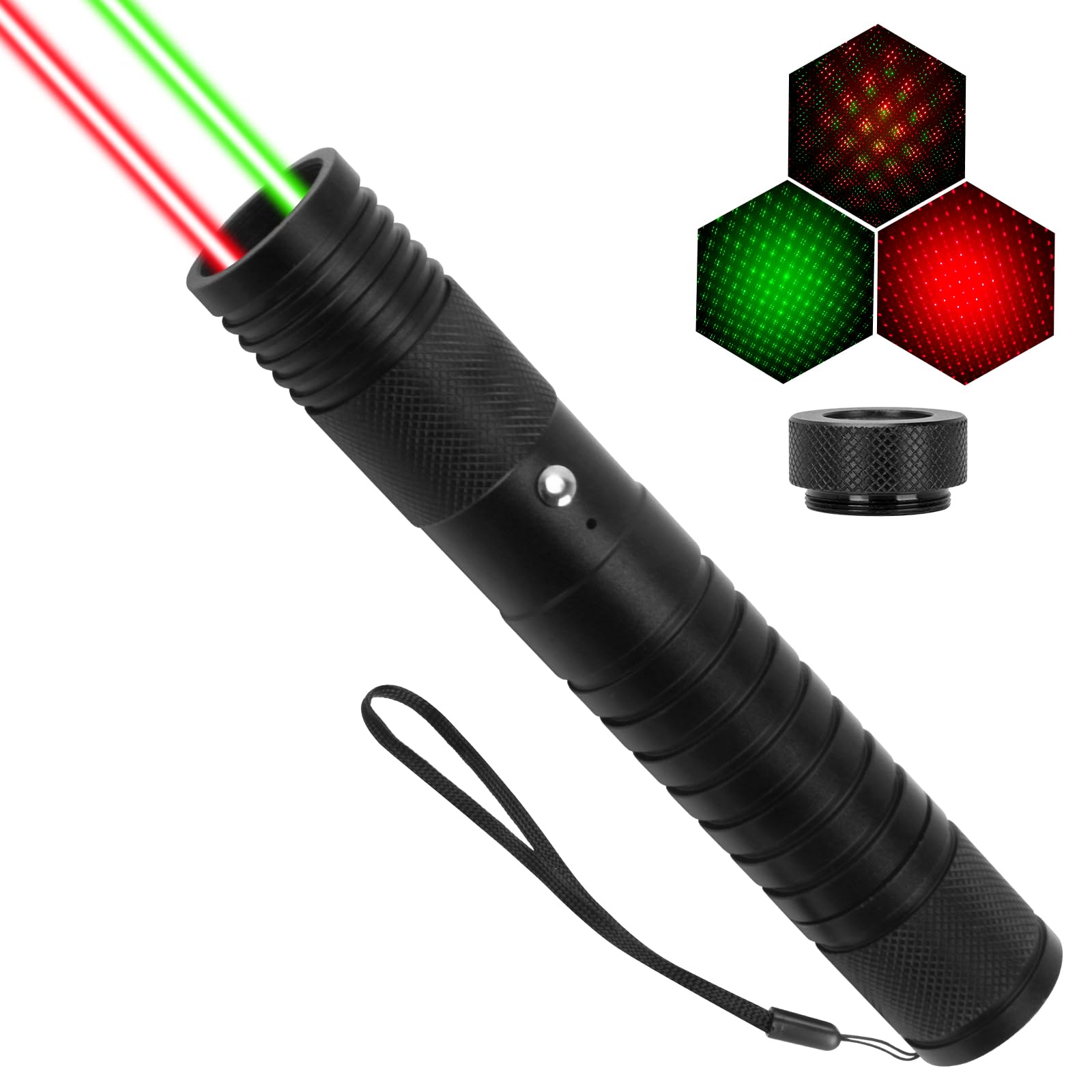 Fuiikeem Green And Red 2 In 1 Long Range Beam focus, Rechargeable Flashlight With Green And Red Beam focus For Night Astronomy