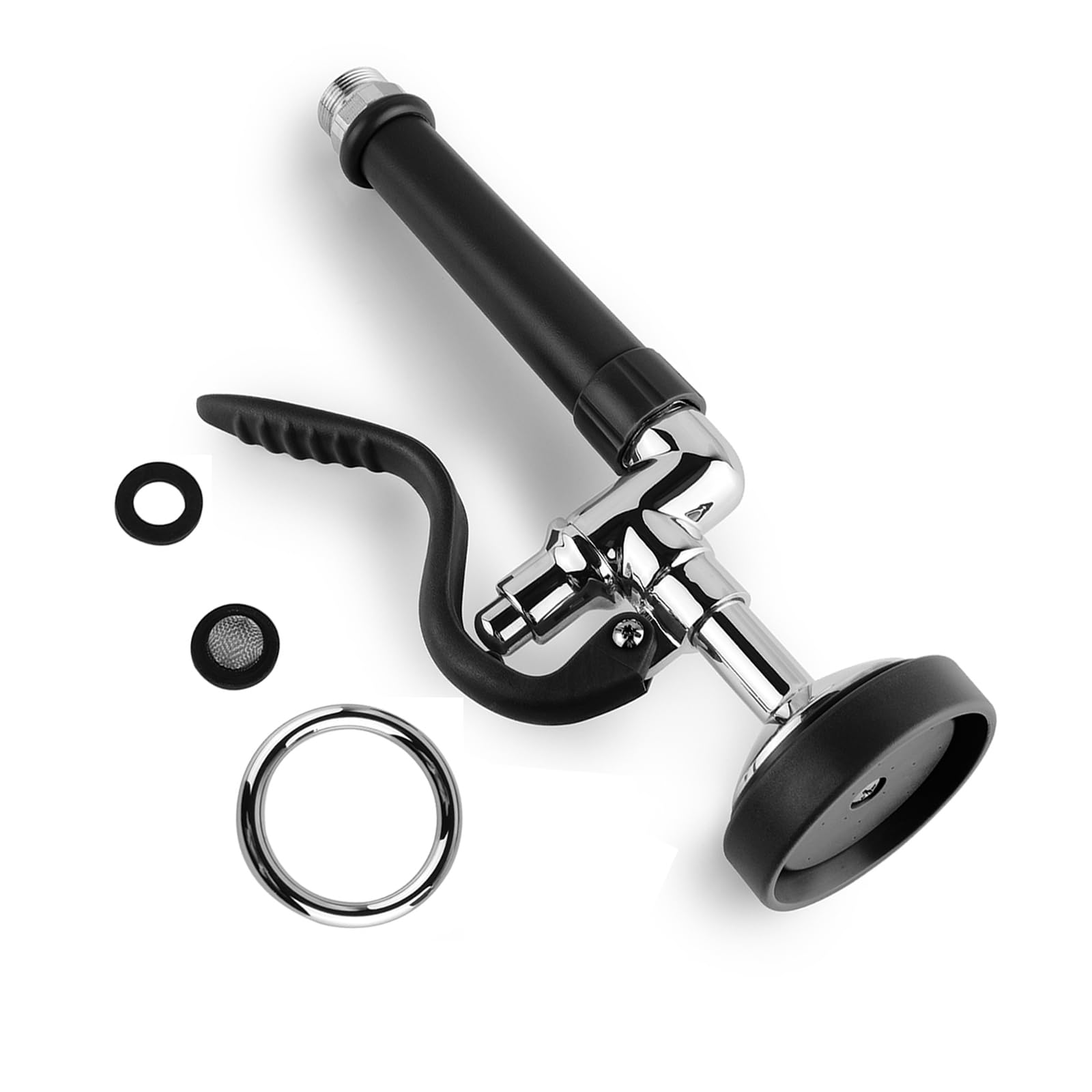 Gosifaca Commercial Sink Sprayer Pre Rinse Sprayer With Ergonomic Handle 1.42Gpm Dish Spray Nozzle Spray Valve,Faucet Parts For Commercial Kitchen Sink,Polished Chrome Finished (Black)
