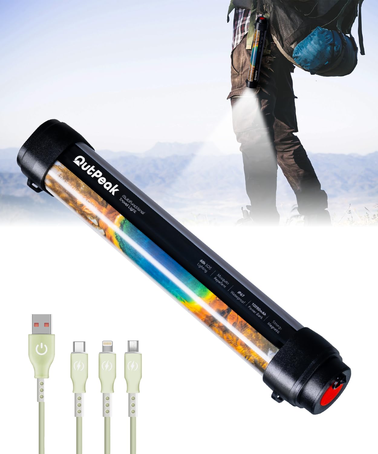 Outpeak 10050 Capacity Flashlight Strong Light Multifunctional Super Bright Camping Tent Rechargeable Treasure Outdoor Power Outage Camping Emergency Light Home Usb Charging