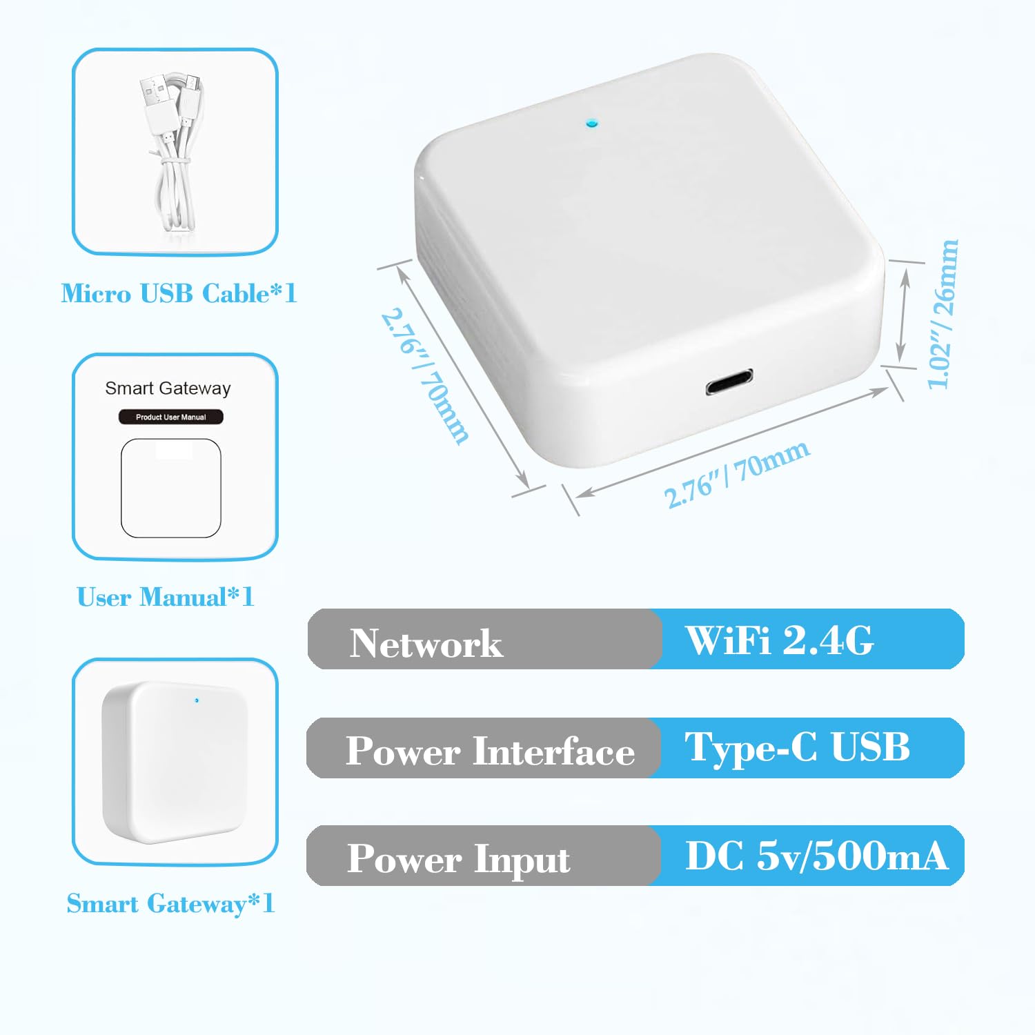 Seveko Smart Lock Wifi Gateway, G2 Gateway Remotely Control Smart Door Lock With Tt Lock App, Compatible With Alexa Voice Control Keyless Entry Door Lock (Wifi 2.4Ghz)