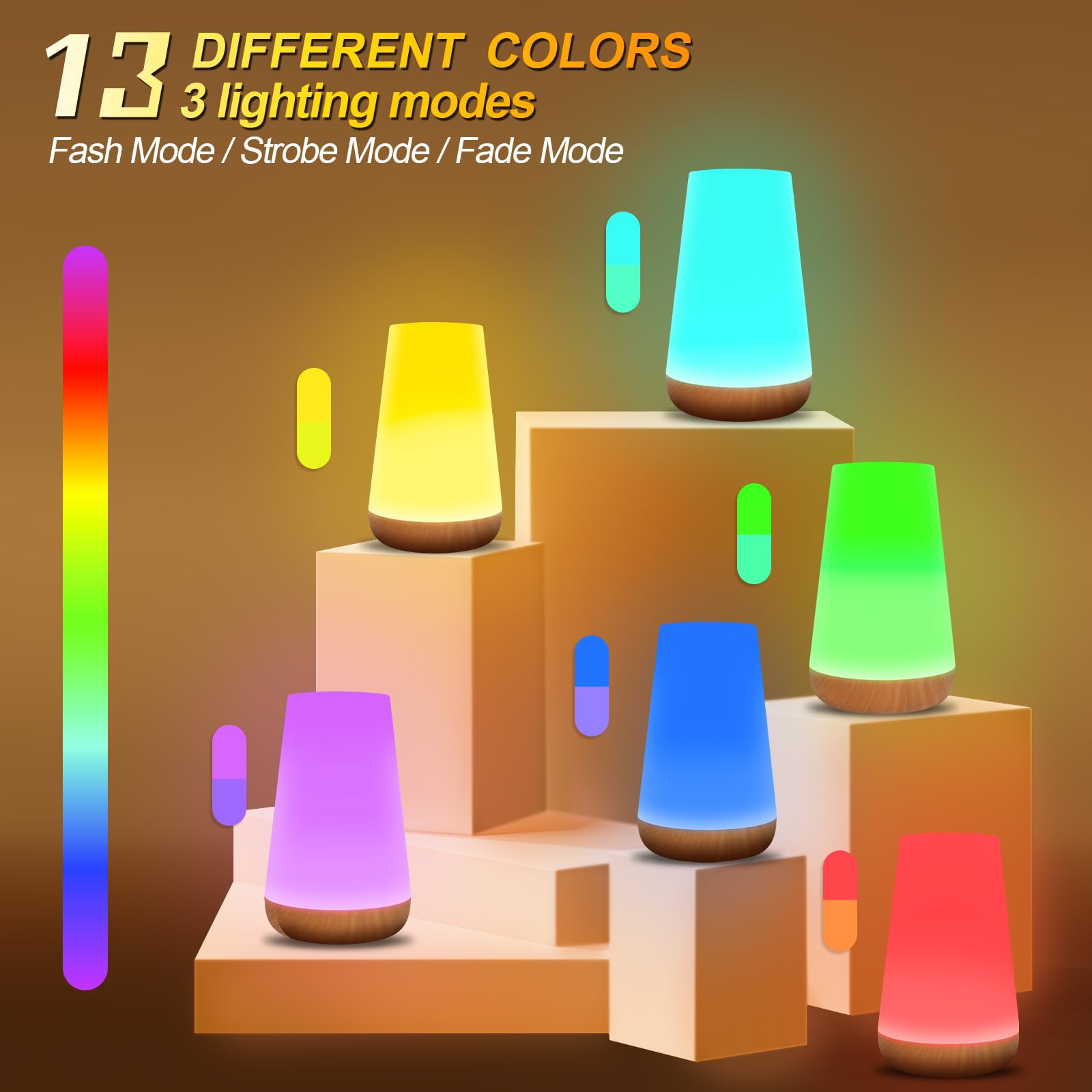 Boonbery Night Light For Kids, Dimmable Portable Table Bedside Lamp With Remote Control Animal Stickers, 13 Color Changing 5 Brightness, Rechargeable Desk Lamp For Kids Adult Bedroom Living Room Baby Nursery