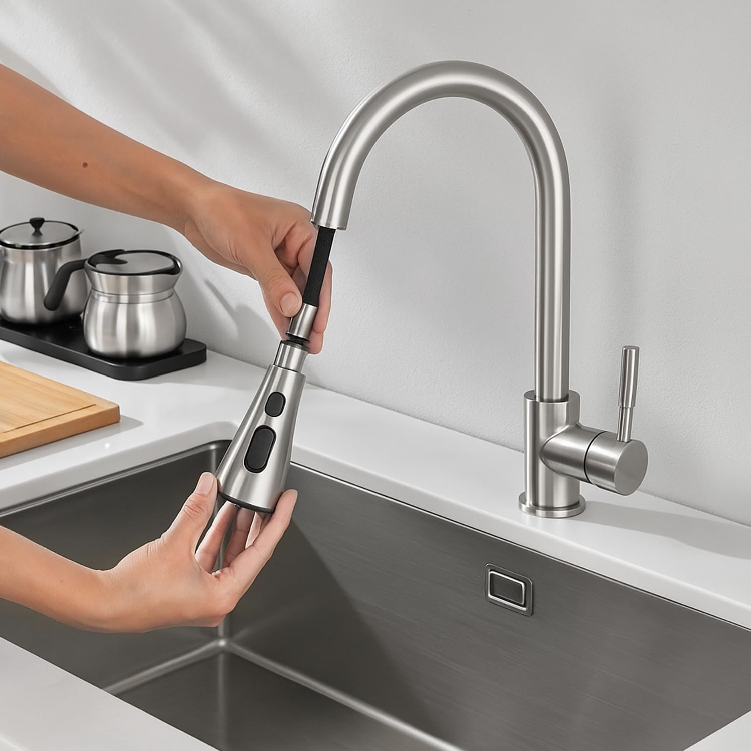 Uksks Kitchen Faucet Head Replacement 3 Modes With 11 Adapters, Pull Down Spray Head For Kitchen Faucet, Sprayer Head Replacement