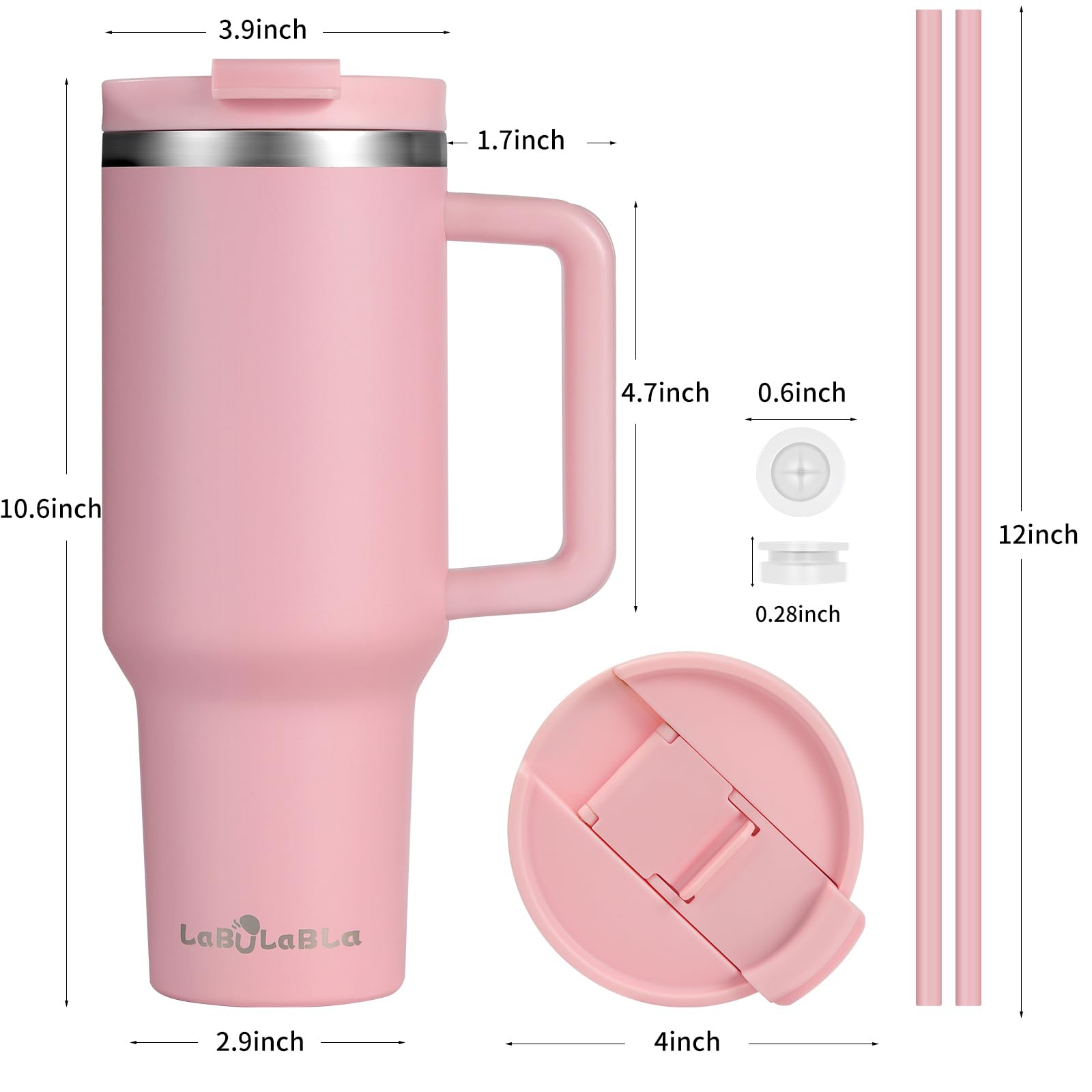 40Oz Tumbler With Handle,Double Wall Vacuum Reusable Stainless Steel Insulated Water Bottle