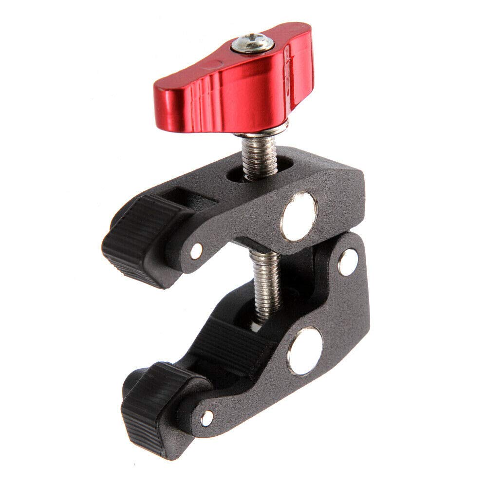 Focusfoto Articulated Magic Arm Crab Claw Super Clamp Clip Holder With 1/4" 3/8" Mount For Studio Flash Light Dslr Camera Tripod Monopod Monitor Video Led Light (Black & Red)