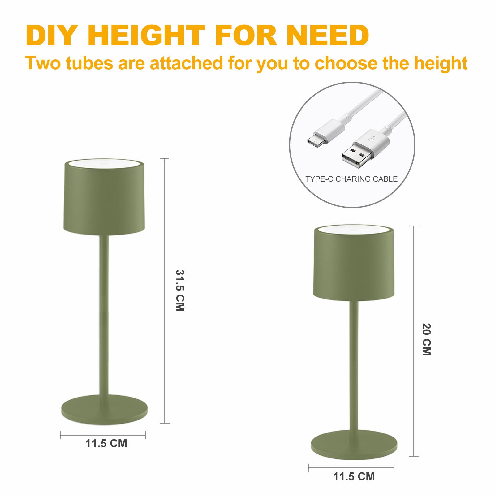 Bkzo 2 Pack Rechargeable Table Lamps, Battery Powered Led Desk Lamp, 3 Color Stepless Dimming Up, Portable Table Light For Bedroom/Couple Dinner/Desk/Cafe/Dining Room/Terrace,Waterproof & Wireless