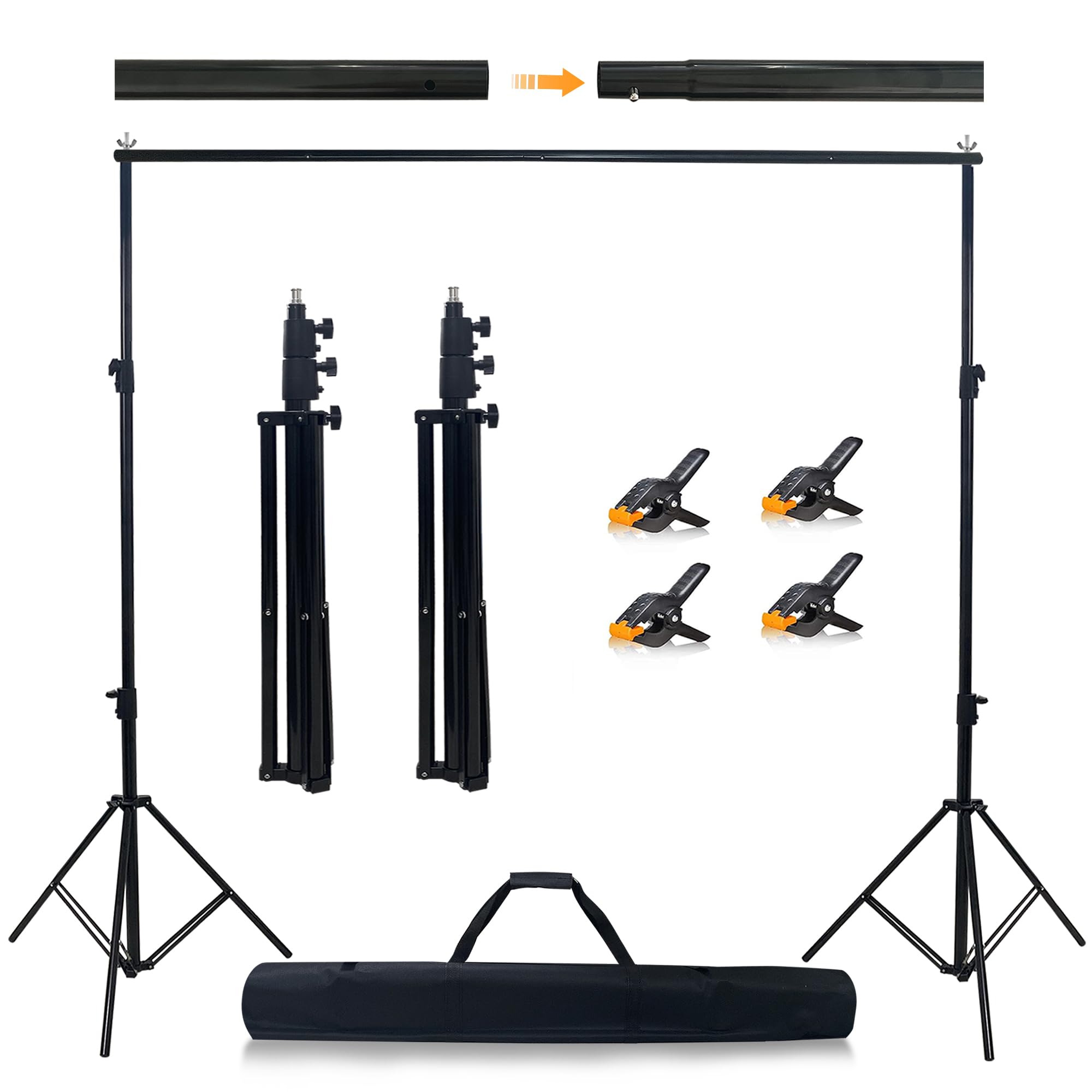 Haboke Photo Studio Backdrop Stand Support System,10'X8.5' Adjustable Backdrop Stand Kit With Backdrop Clip And Storage Tote For Portrait And Studio Photography