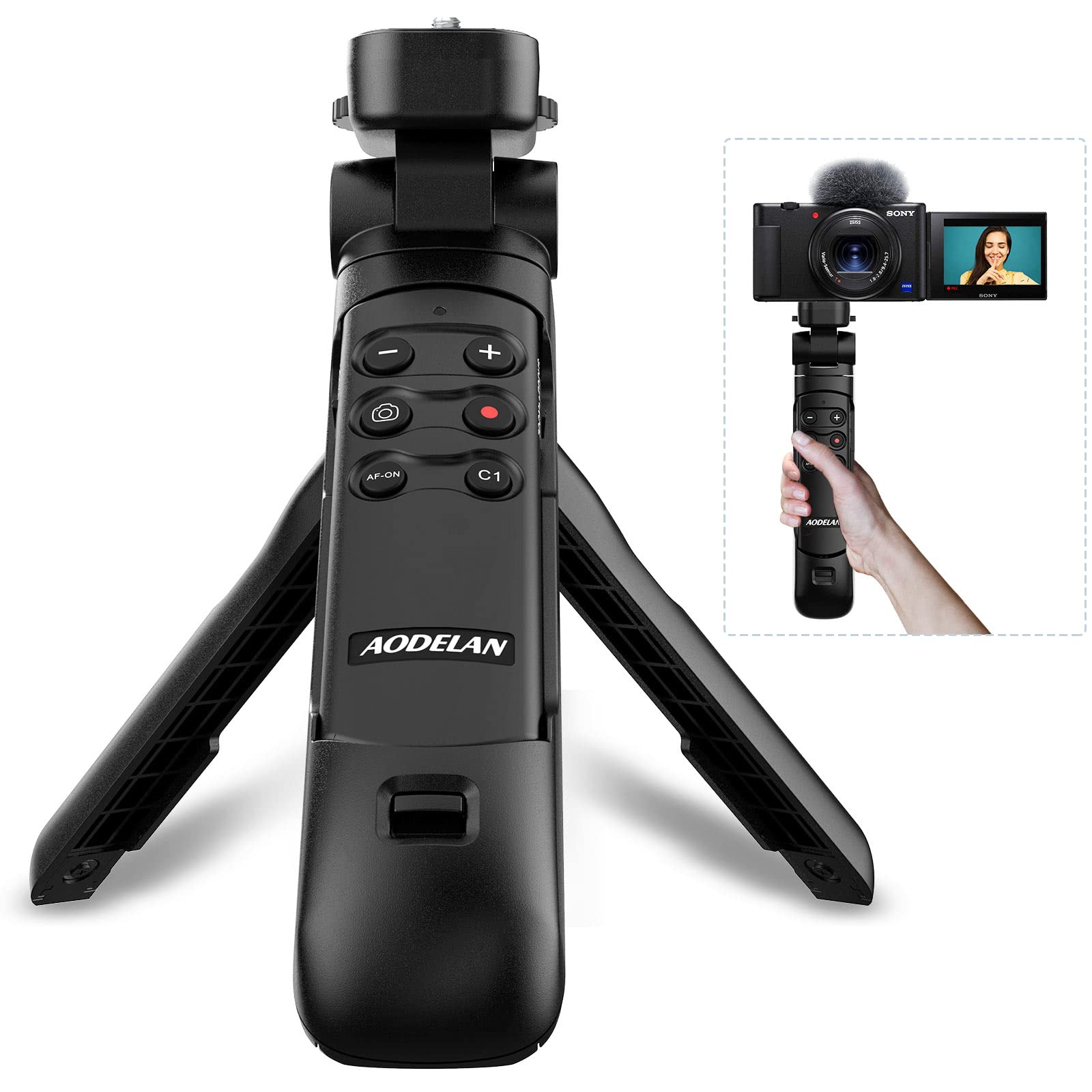 Aodelan Wireless Vlogging Tripod Grip With Remote Shutter & Zoom Control For Sony Zv-1, A7 Iii, A6600, Zv-E10, A6400, A6100, A7R Iv, Zv-1F, A7R Iii, A9 Ii – Gp-Vpt2Bt Replacement For Travel & Self Recording