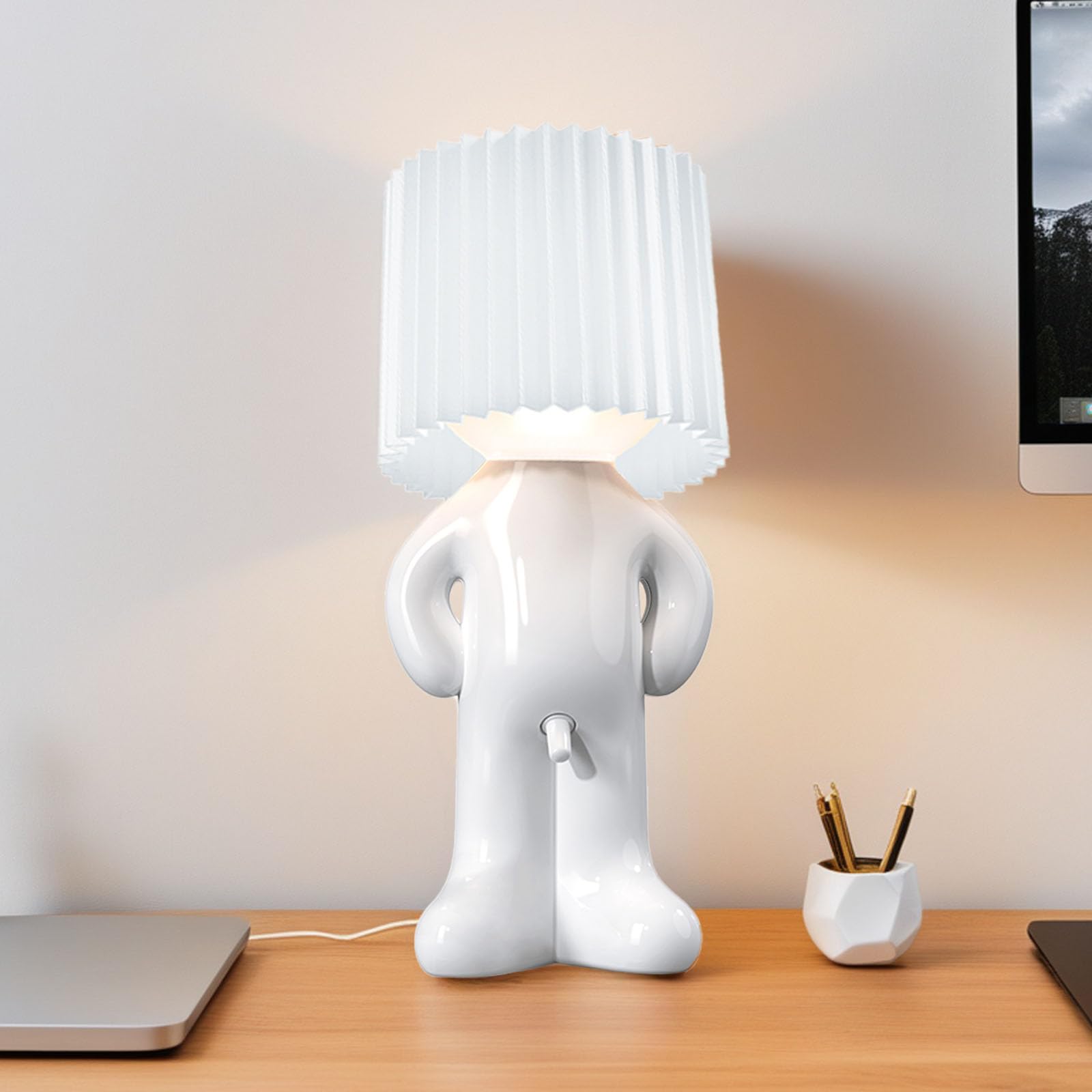 Minilif Funny Shy Boy Table Lamp,Novelty Plug-In Table Lamp For Home, Office, Bedroom, Or Desk Decor - Idea For Christmas, Valentine'S Day, Or Birthdays