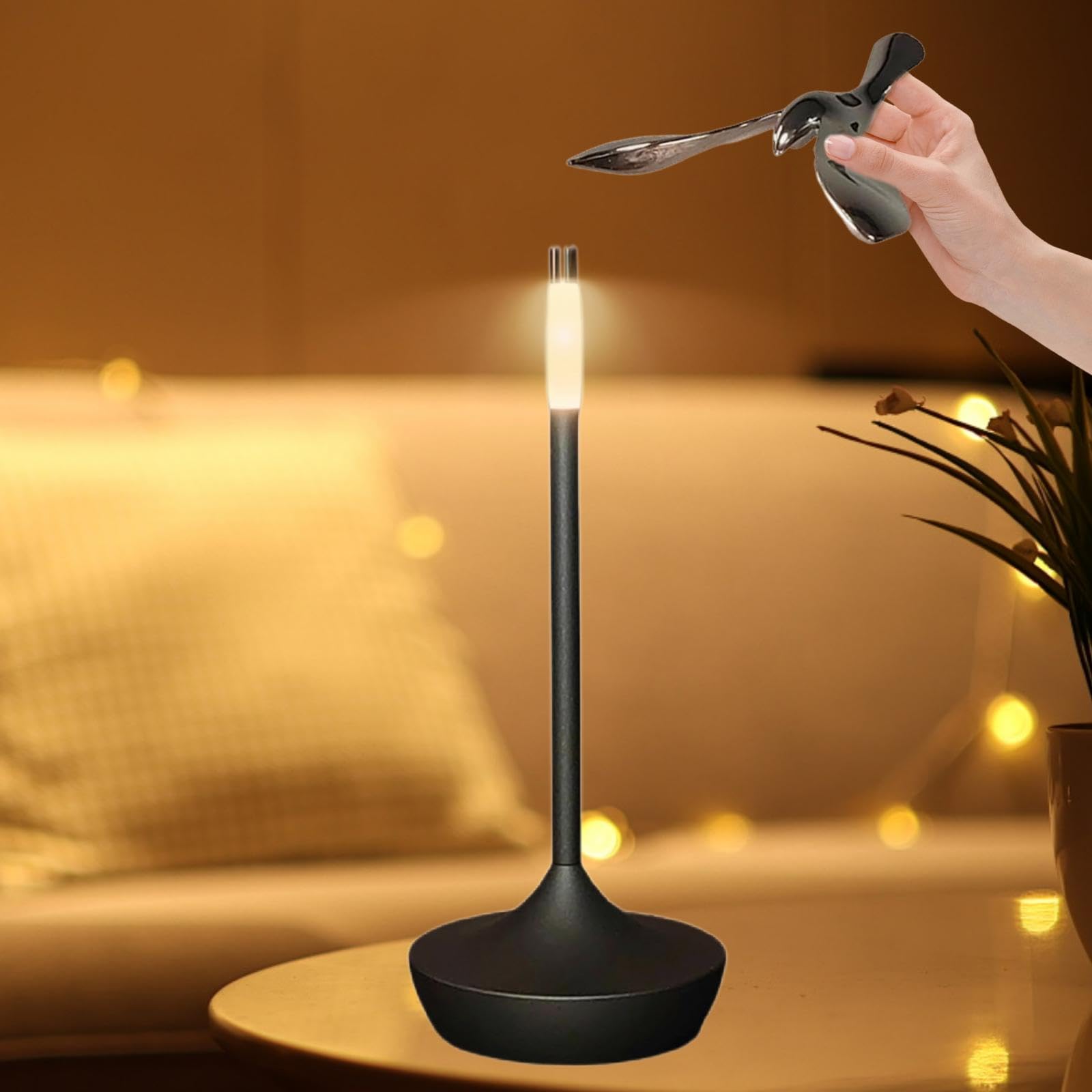 Yoowarm Small Cordless Table Lamp,Rechargeable Led With Funny Bird Corkscrew,Touch Dimmable Bedside For Restaurants And Dining Home Indoor/Outdoor, Children'S Day, Mother'S Day ,Art Deco Lamps, Bar