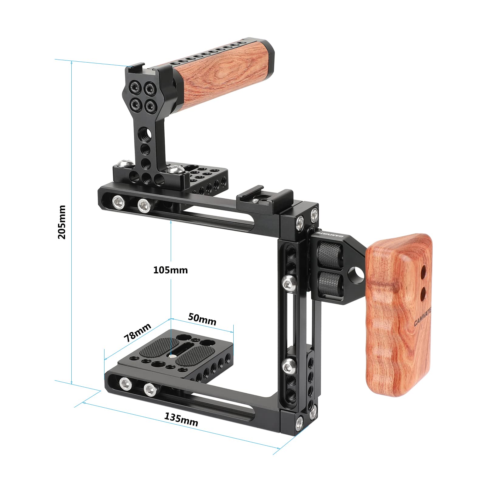 Camvate Universal Adjustable Camera Cage Fit For Right Handle And Left Handle Camera(Only Come With Left Handle Grip) - 1726