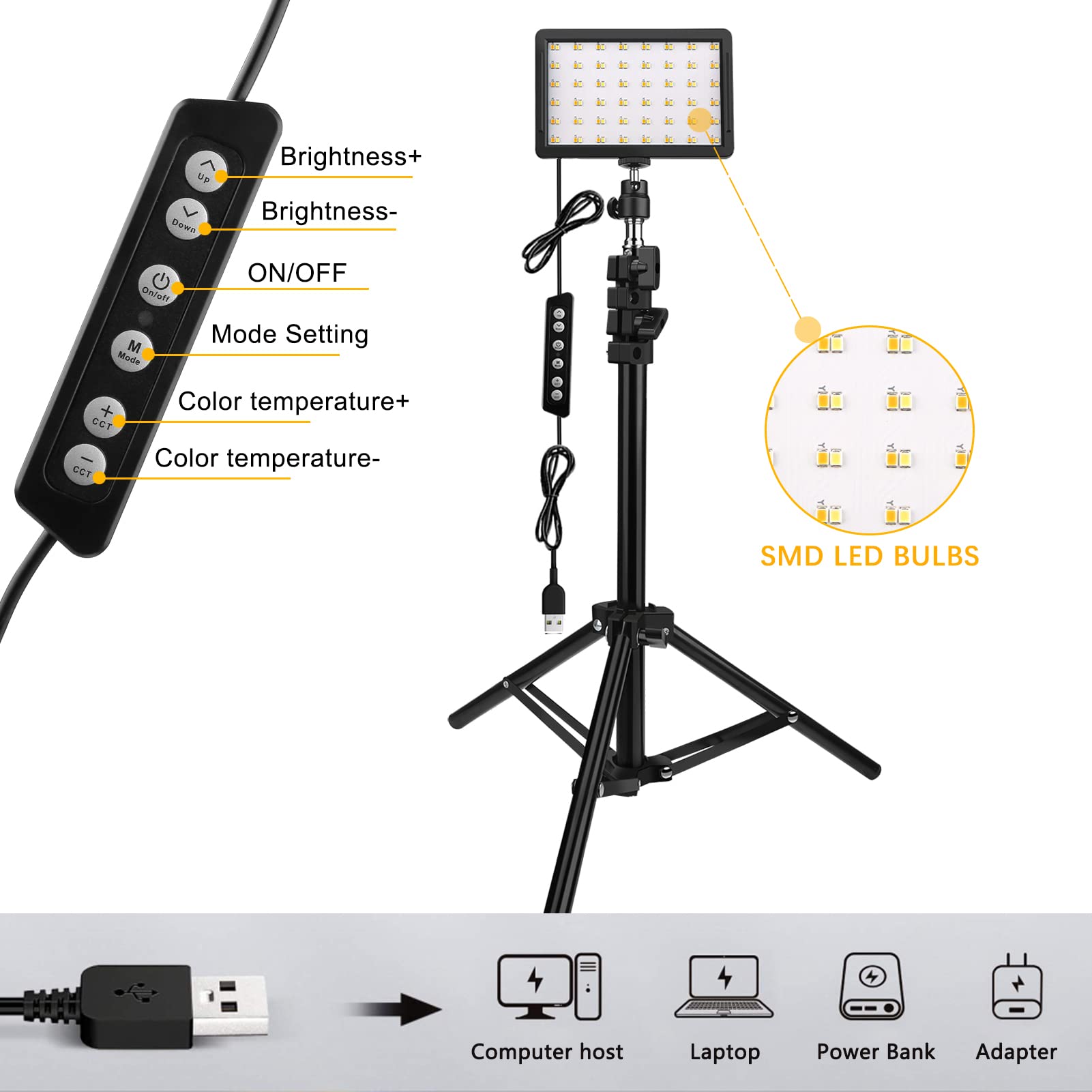 Unicucp 2 Pack Led Video Light, Photography Lighting Kit, 2400-6800K Dimmable Studio Light 97 Cri With Tripod Stand/Color Filters For Youtube/Stream Zoom Call/Vlogging/Video Conference Lighting