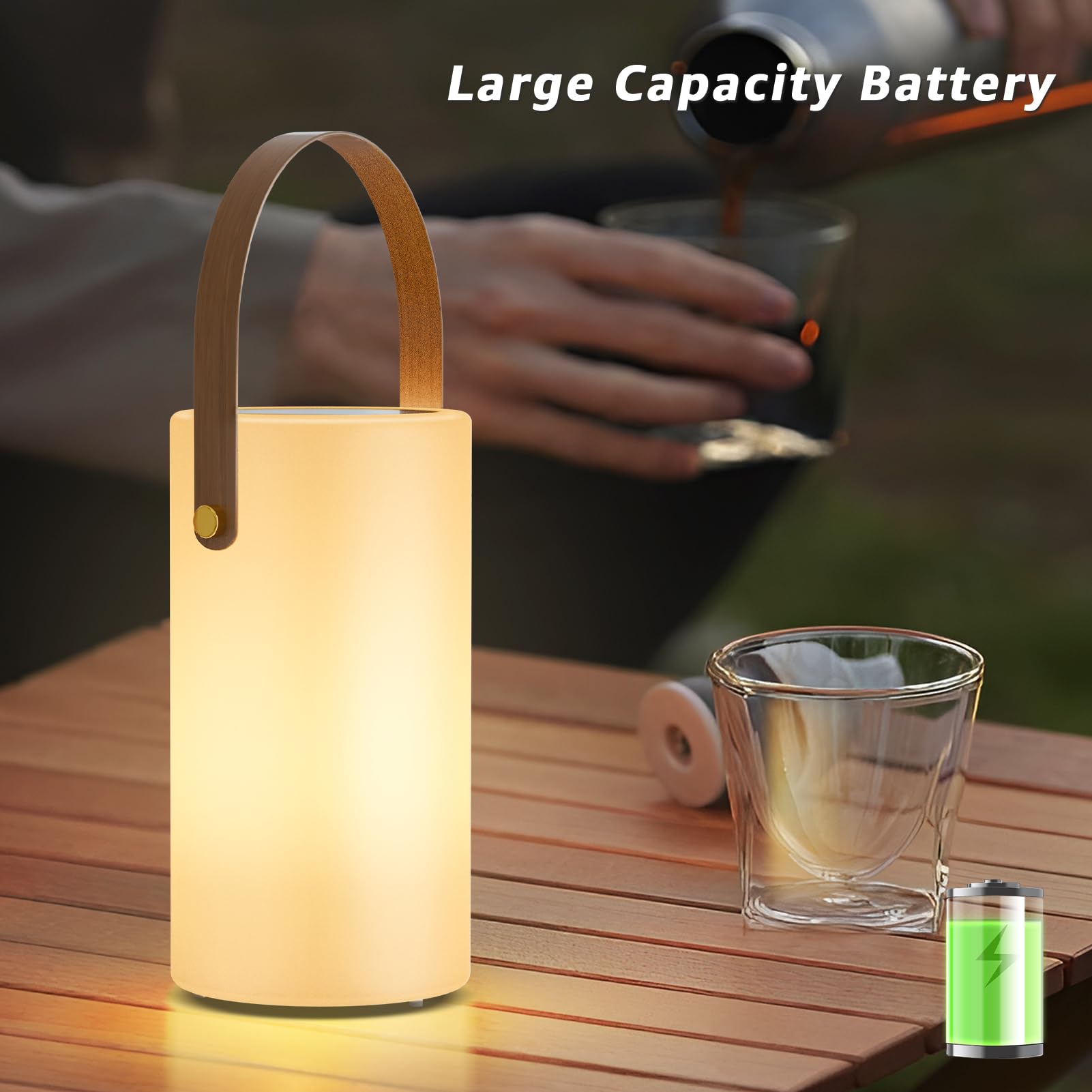 Nicebuy Solar Table Lamp Outdoor Water-Resistant Led Portable Solar Lantern Warm Rgb Rechargeable Cordless Lights For Patio Deck Camping