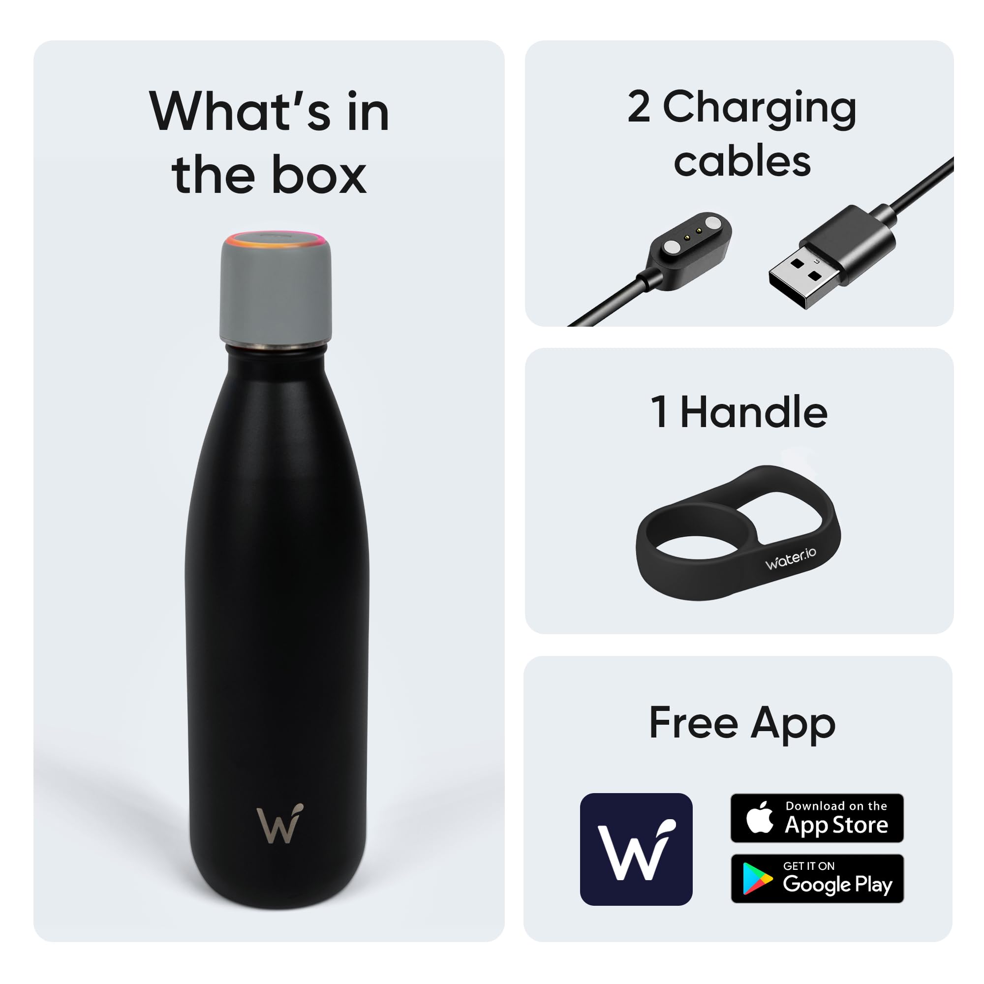 Smart Water Bottle - Stay Motivated To Drink More, Track Water Intake With Color Changing Led