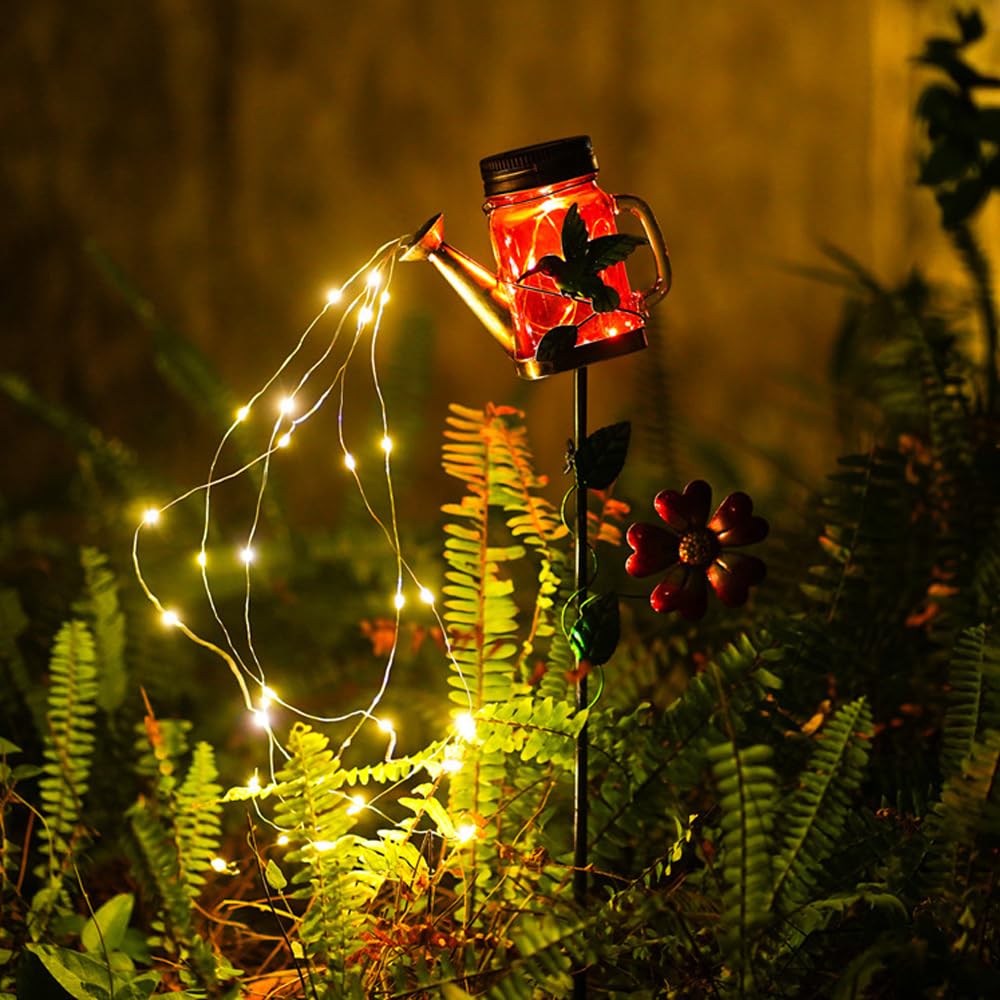 Esenthy Solar Mason Jars Watering Can Light Outdoor Hummingbird Decorative Path Solar Fairy Lights For Patio, Yard, Pathway, Lawn, Outside Decor For Mom Women