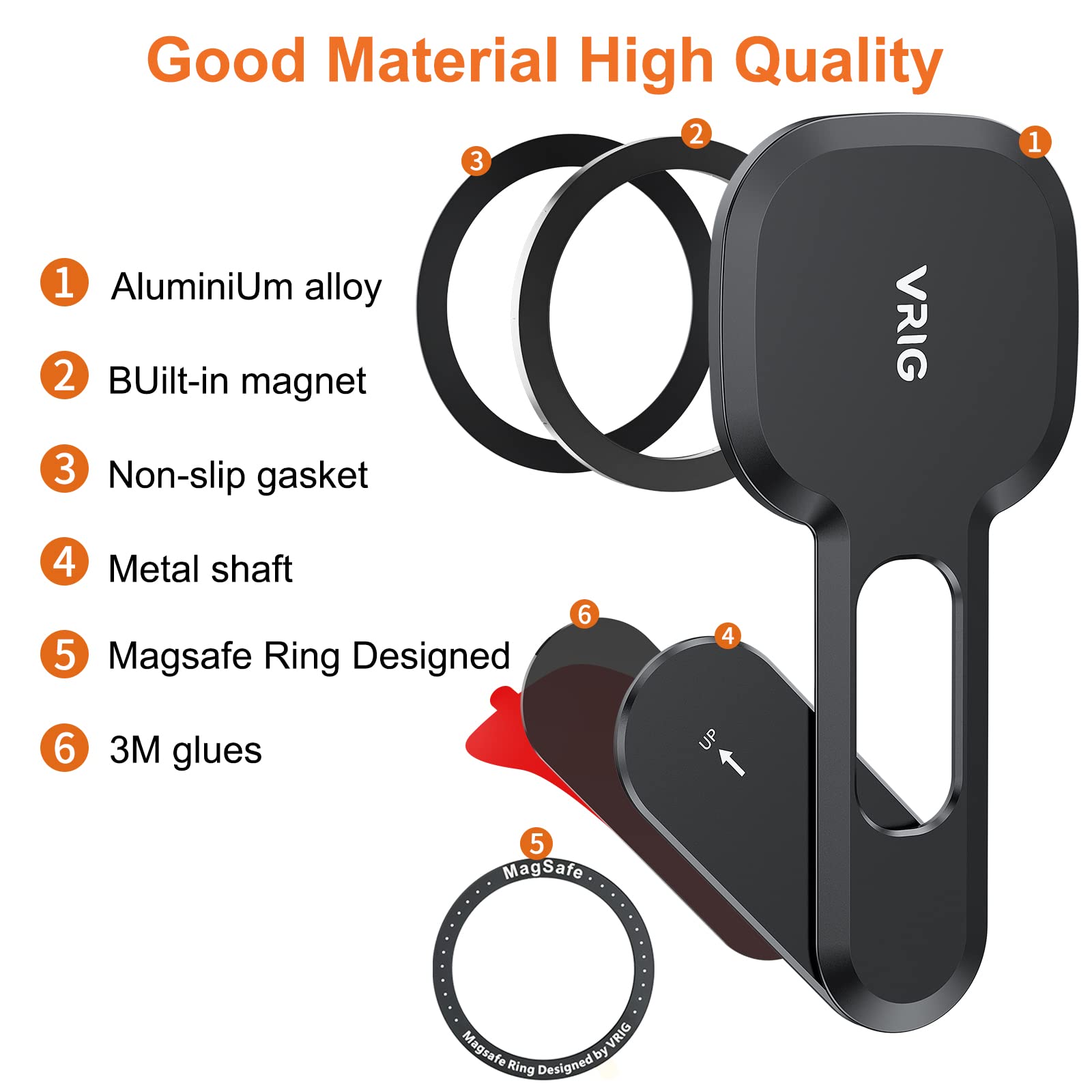Vrig Mg-10 Magnetic Phone Holder For Laptop Designed For Iphone 14/13 / 12 Series Magsafe, Adjustable Phone Monitor Side Mount, Slim Portable Foldable Computer Expansion Bracket