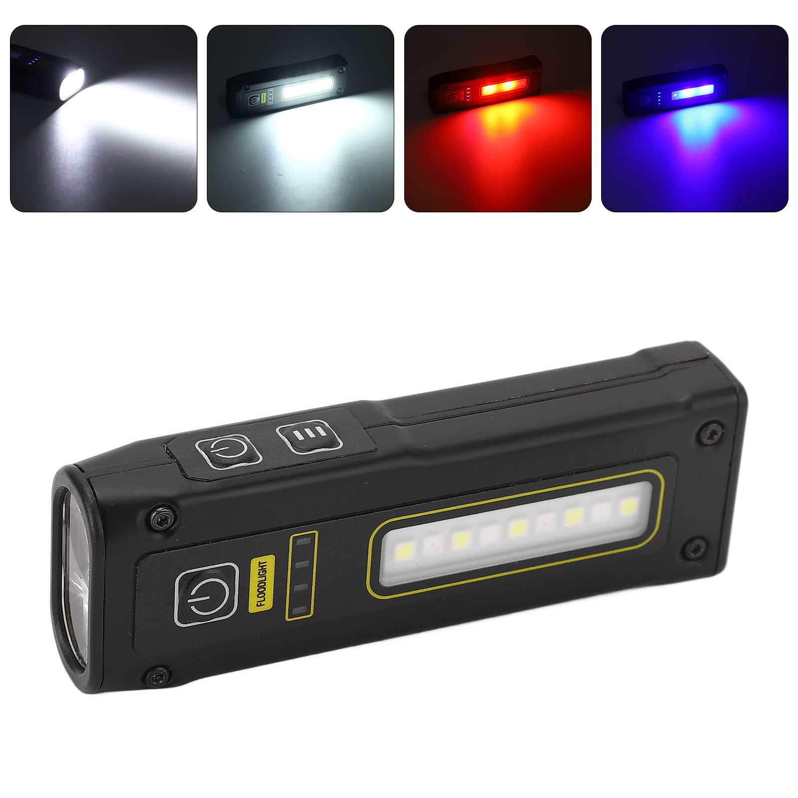 Yunseity Black Flashlight Spot Light, Magnet Suction, Ipx4 Waterproof, Type C Rechargeable Warning Flashlight, 1500Mah, Vibrant Lights, Good Shock Resistance, With Magnet Suction