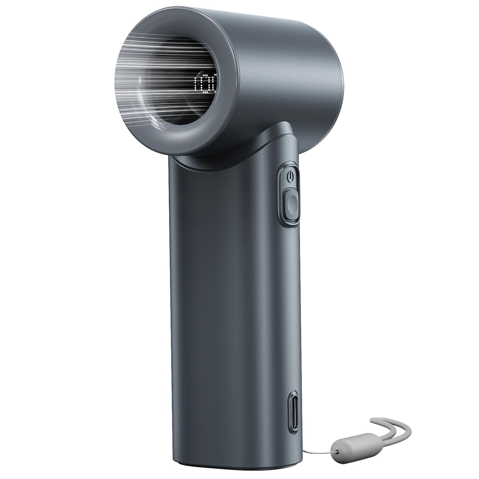 Portable Handheld Mini Fan With Digital Display, 5-Speed Adjustable Personal Device, Lanyard, Wrist - Koospark