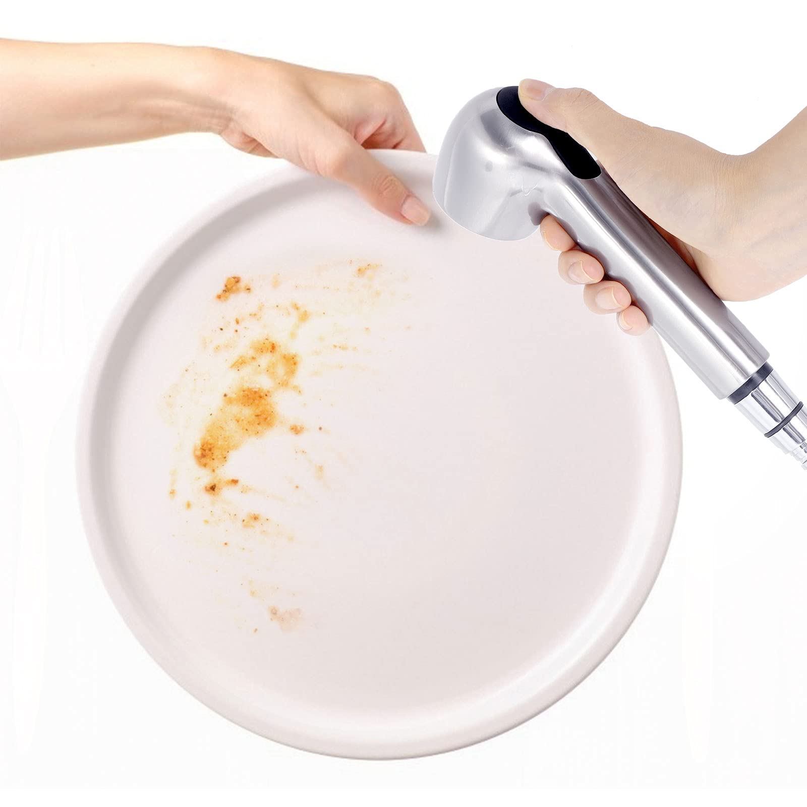 Droutti Pull Out Spray Head Bathroom Kitchen Sink Pull-Down Faucet Universal Replacement Part 2 Function Kitchen Sink Faucet Sprayer Head For Bathroom Kitchen Polished Nickel (Brushed Nickel)