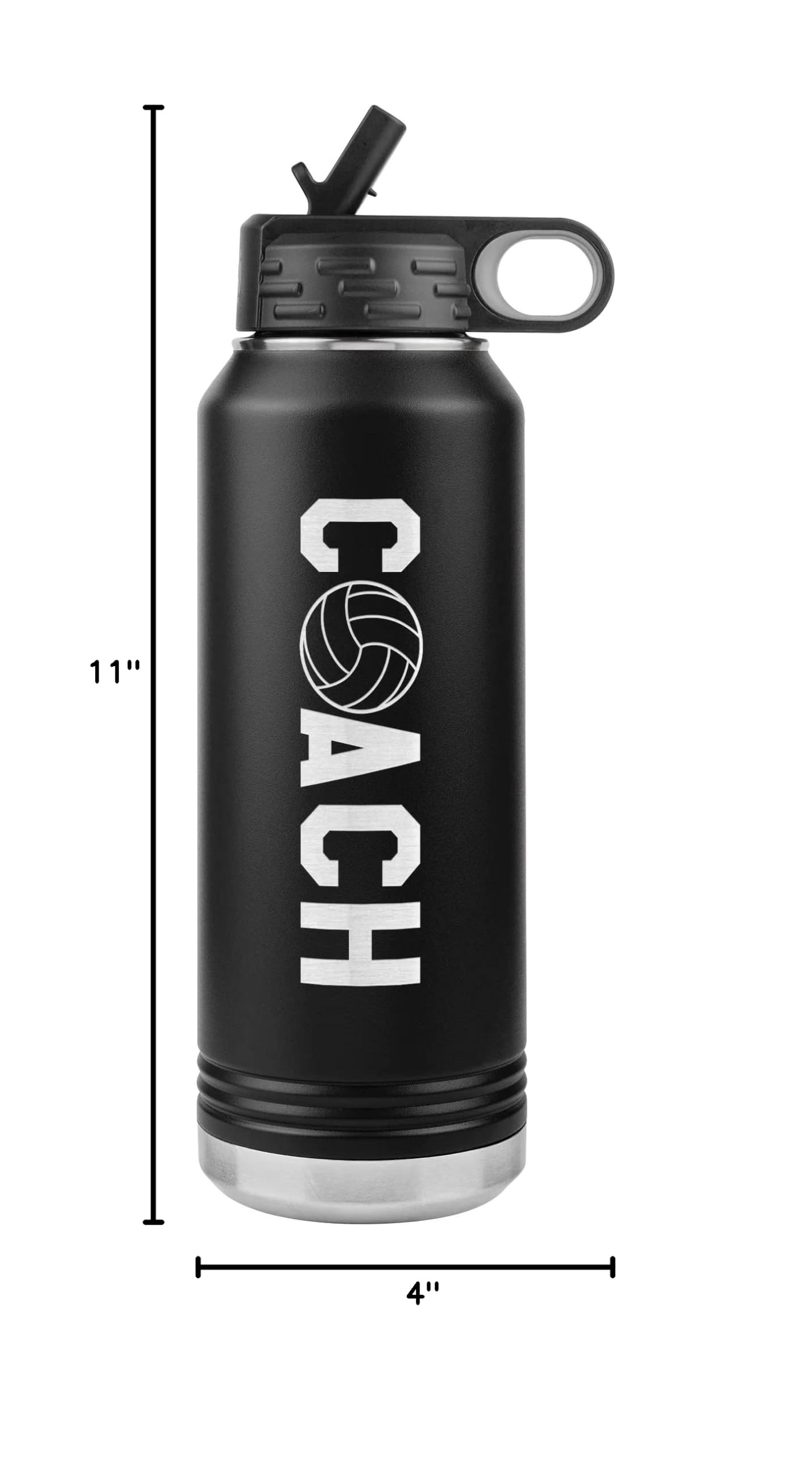 Volleyball Coach Water Bottle - 32Oz Insulated Engraved Stainless Steel Flip Top