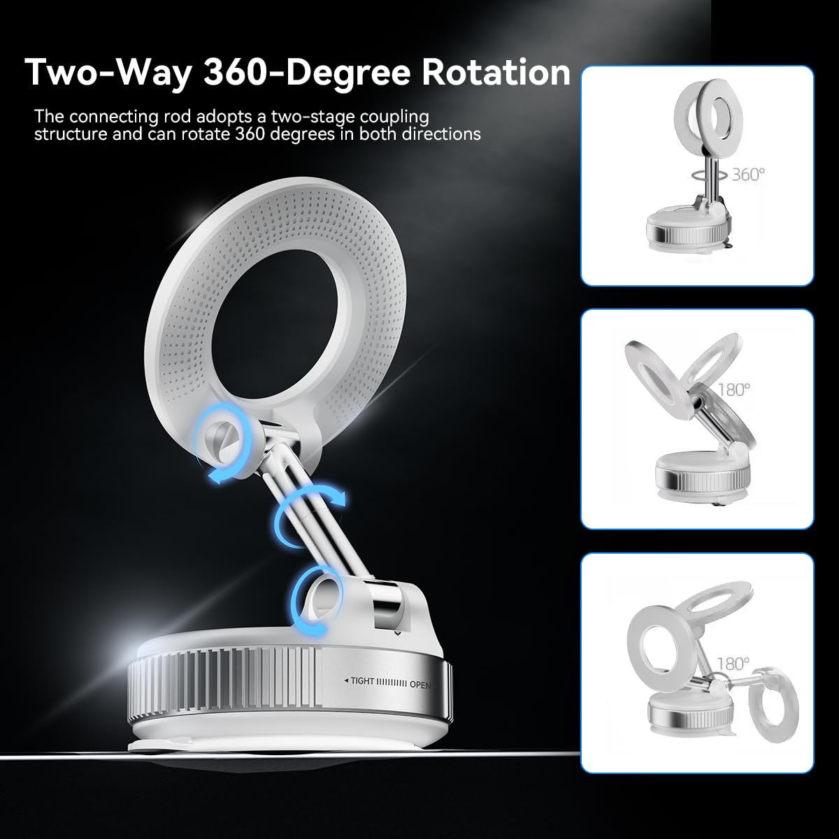 Xo Simple Is Beauty Vacuum Suction Magnetic Phone Holder, Strong Suction Magnetic Car Phone Holder Mount Foldable Phone Stand For Iphone16/15/14/13/12, Mirror/Glass/Screen(Not Charge Phone)