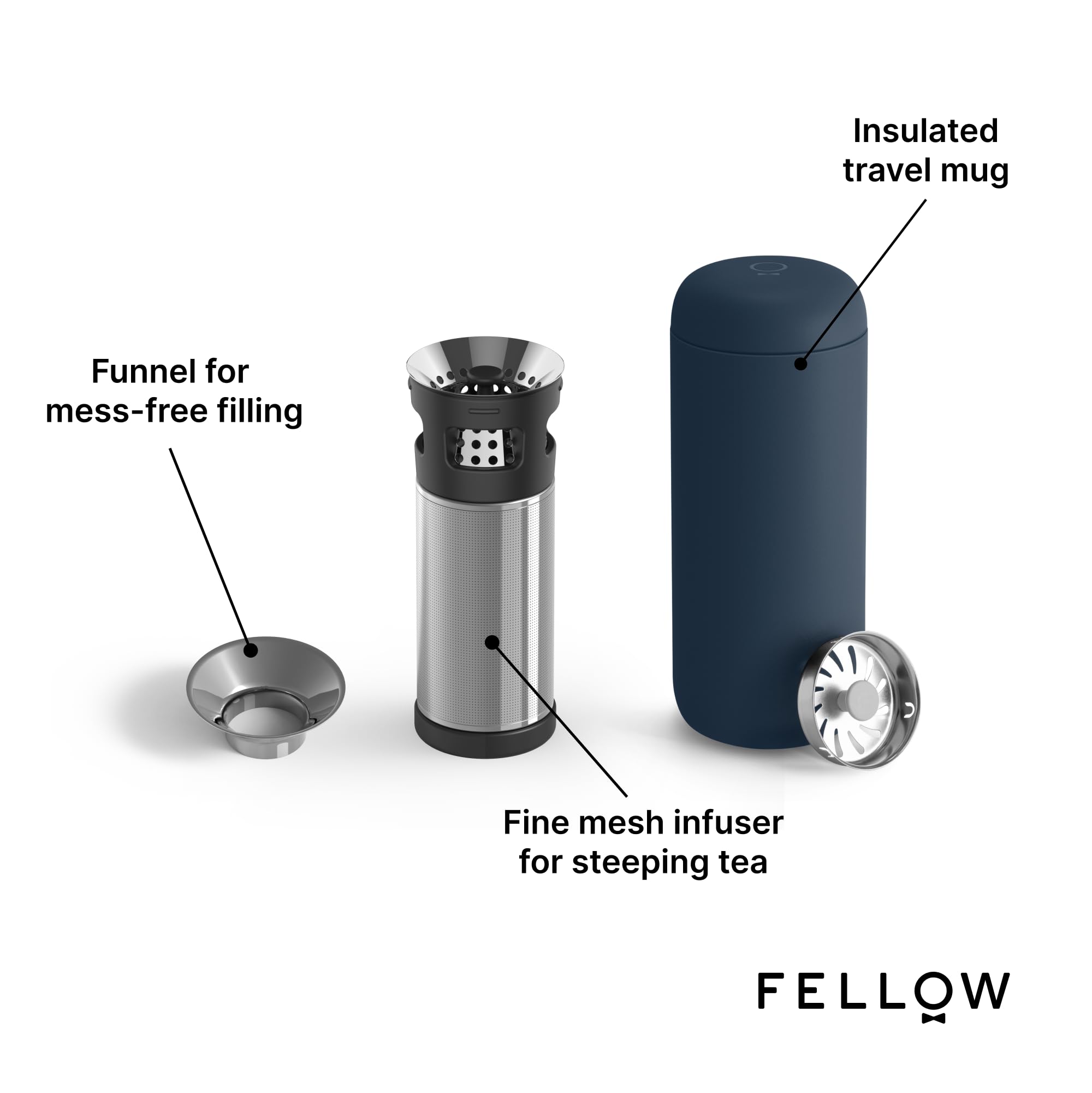 Fellow Carter Tea + Cold Brew Infuser & Carter Move 16 Oz Tumbler Set - Steep Tea On-The-Go