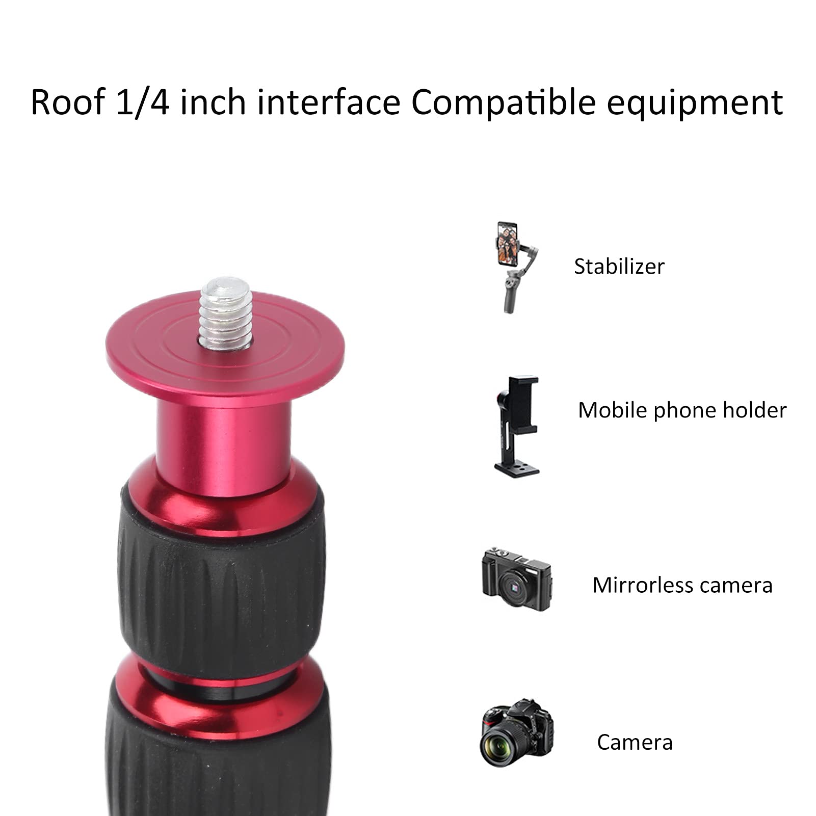 Vbestlife Camera Monopod, Professional 33.5-108Cm/13.2-42.5In Aluminum Alloy Monopod Universal 1/4Screw Tripod Extension Rod For Tripod Monopod Length Extension