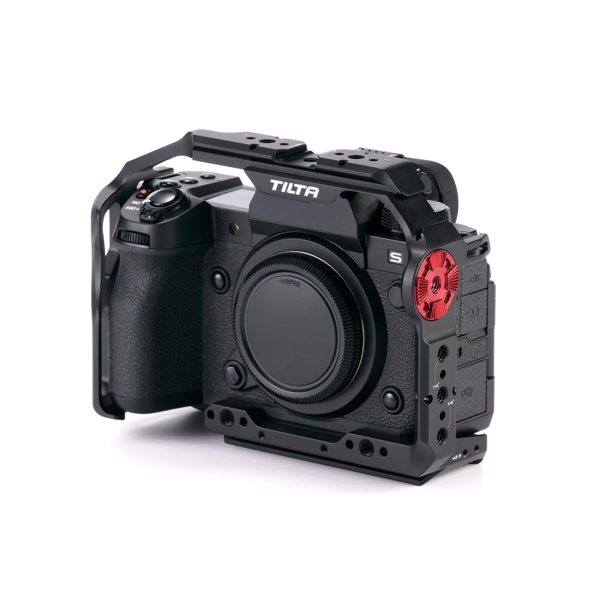 Tilta Full Camera Cage Compatible With Fujifilm X-H2S / X-H2, Custom Designed, Mount Accessories Via Nato Rail, Rosette, Cold Shoe, And 1/4"-20 Threads, Ronin Ready (Full Camera Cage)