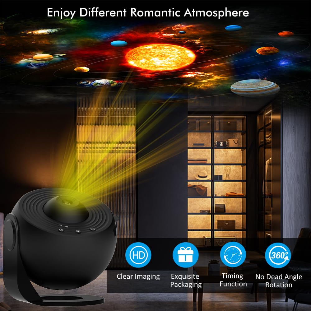 Ausyle Star Projector - 360 Galaxy Night Light With 4K Replaceable Discs For Kids & Adults